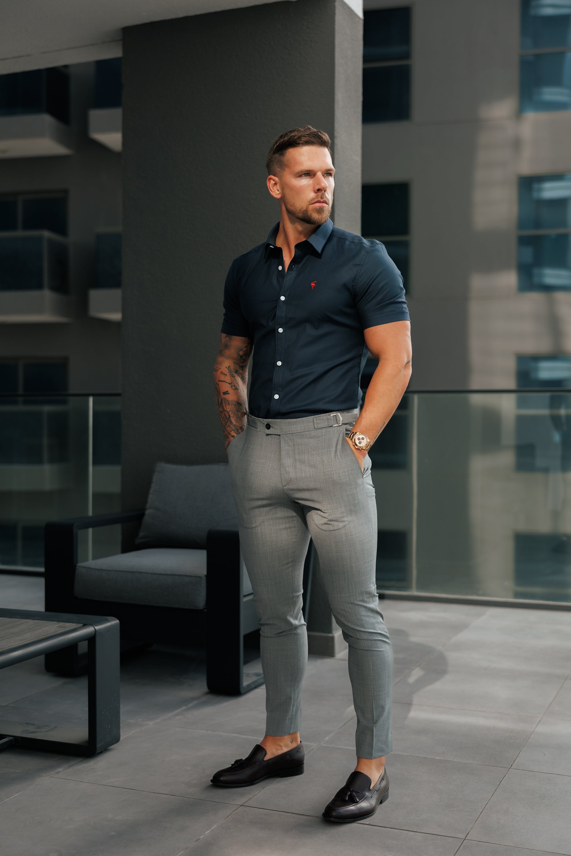 Super Slim Luxe Ultra Stretch Classic Navy SS with Red Branding -  FS1158