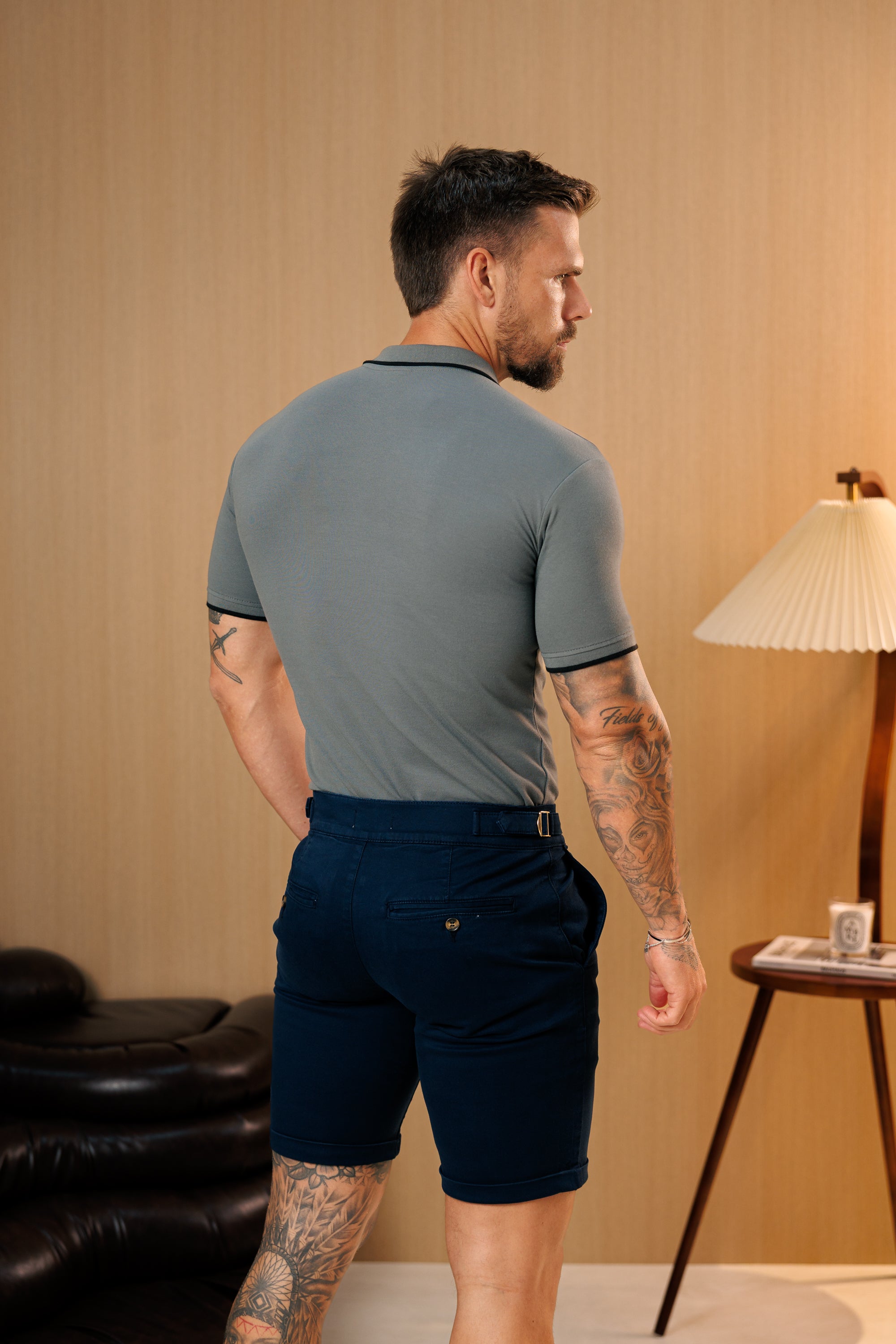 Navy Chino Shorts With Side Adjusters - FSH1660 (PRE ORDER 10TH SEPTEMBER)