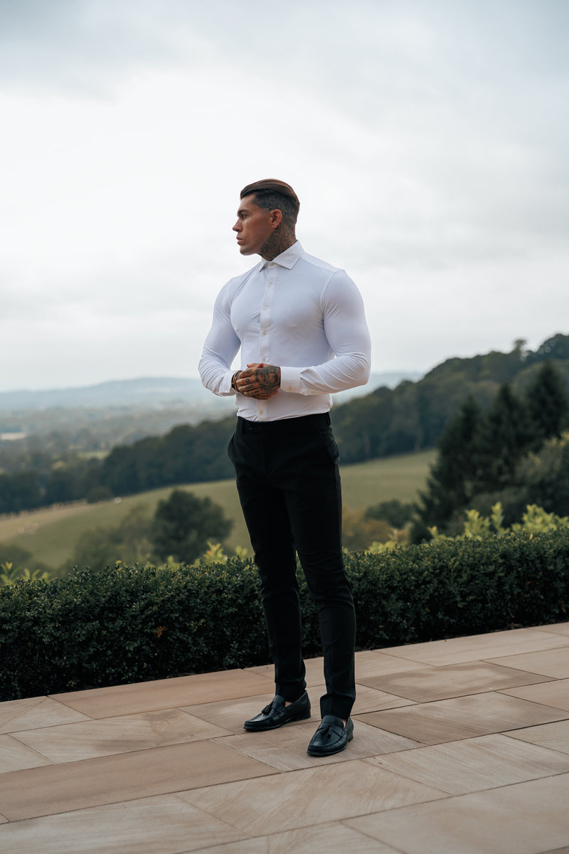 Father Sons Relaxed Formal Black Stretch Trousers - FSTR020 RELAXED