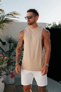 Father Sons Classic Bamboo Dropped Armhole Beige Vest - FSH1342