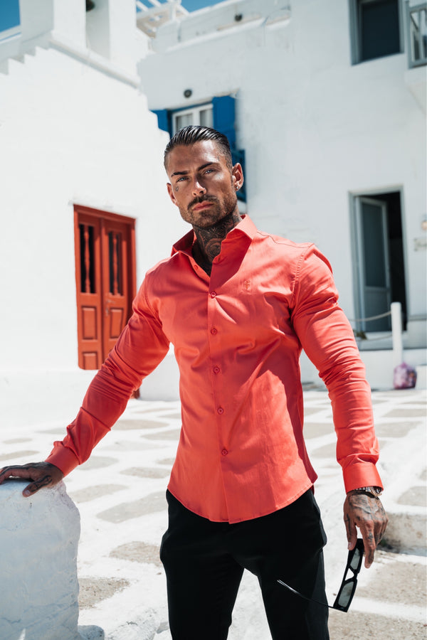 Father Sons Slim Sateen Coral Long Sleeve - FS969