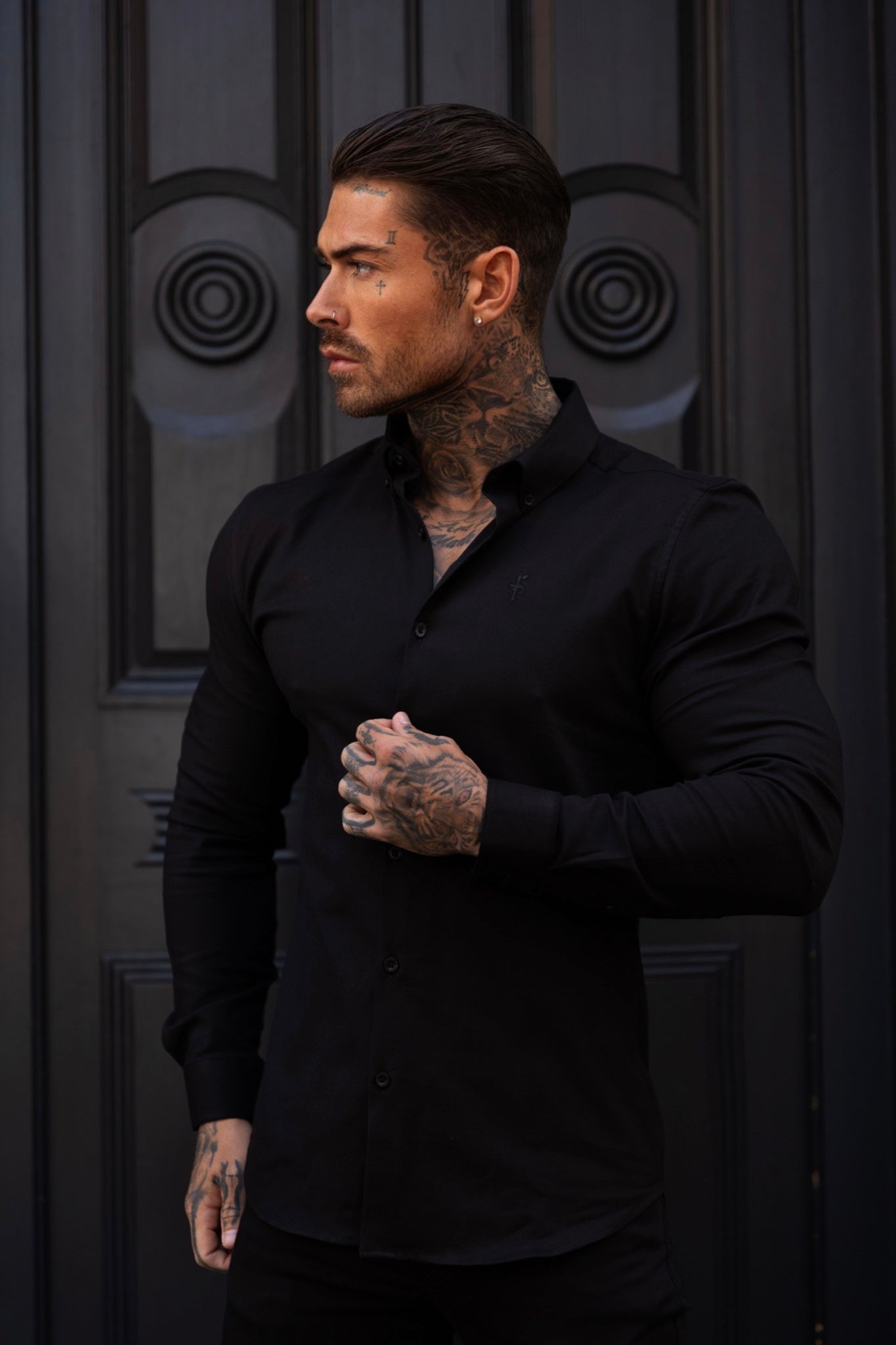 Classic Stretch Oxford Long Sleeve Black - FS1012