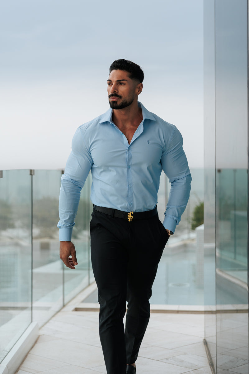 Father Sons Muscle Fit Advanced Stretch Powder Blue with Cutaway Collar  - FS1167