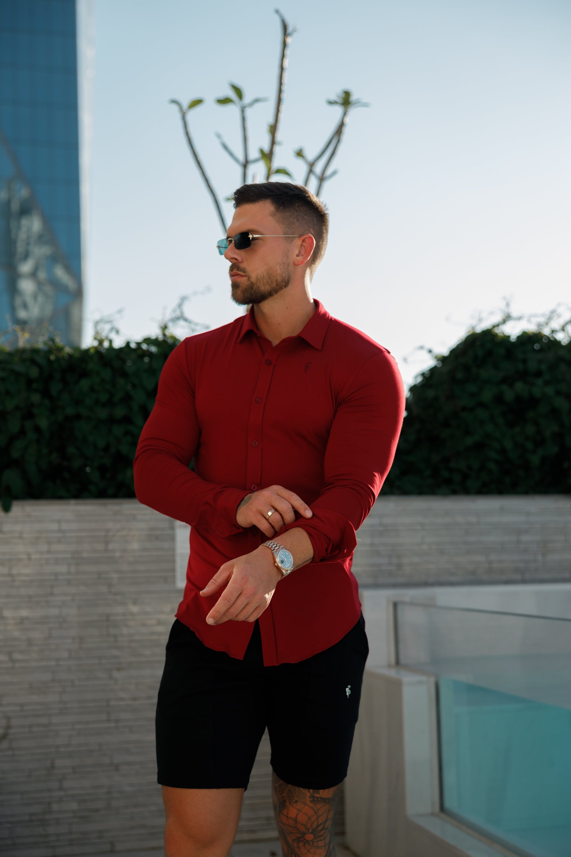 Fitted Ox Blood Long Sleeve Jersey - FSD002