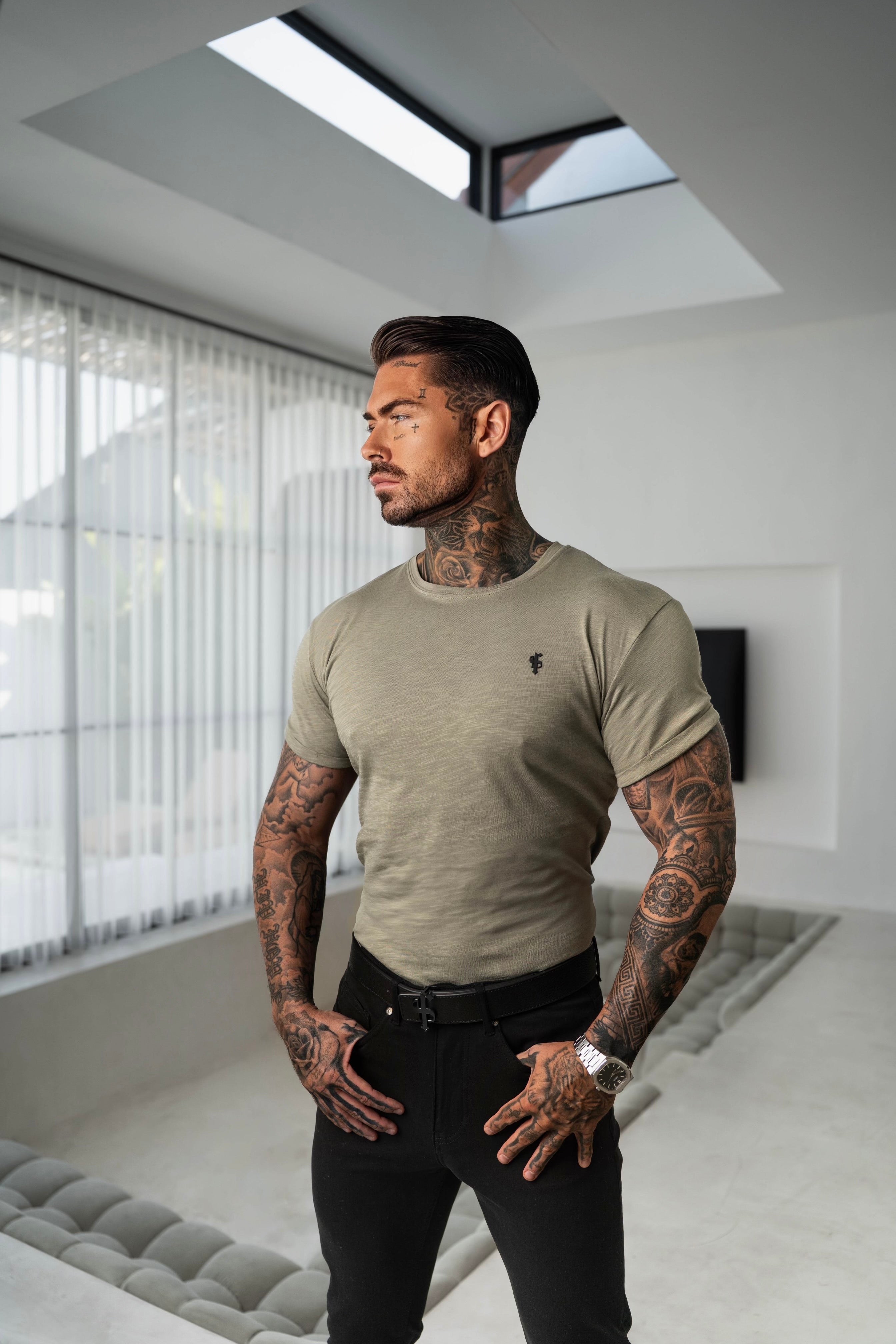 Olive Slub Crew T-Shirt - FSH1331