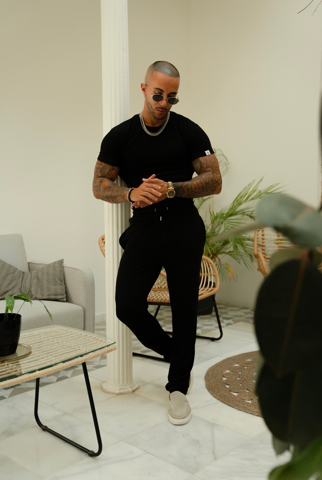 Jersey Cord Black T-Shirt - FSR094