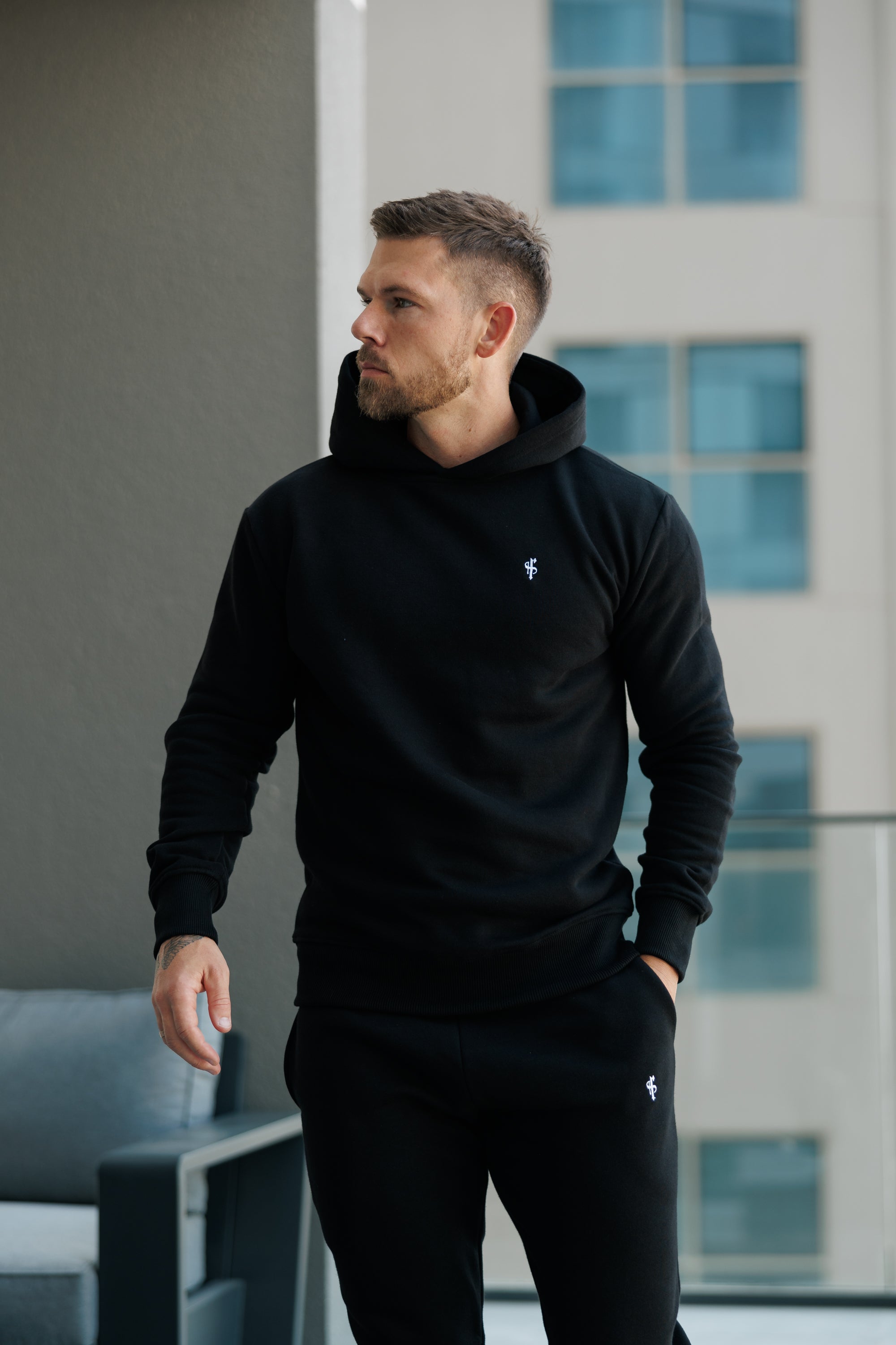 Plain Black Hoodie With FS Branding - FSH1189