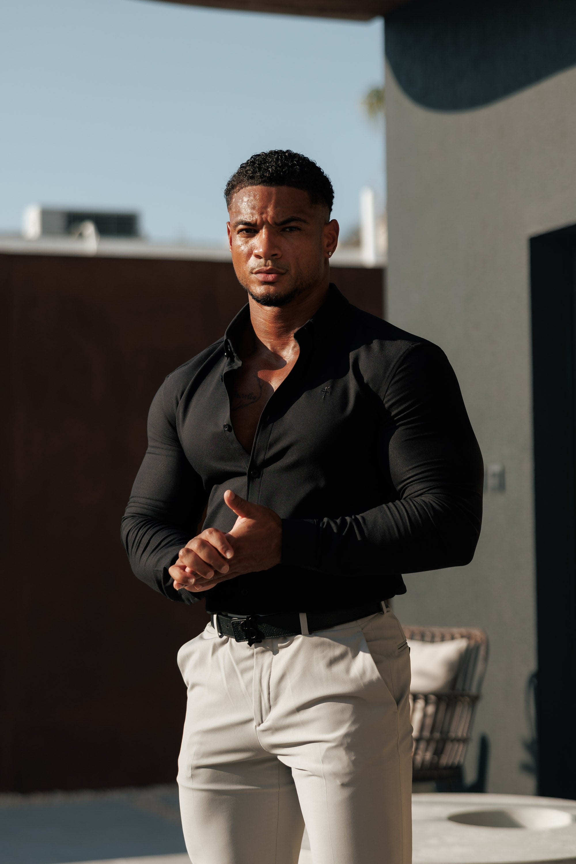 Super Slim Scuba Black Long Sleeve Stretch - FS829