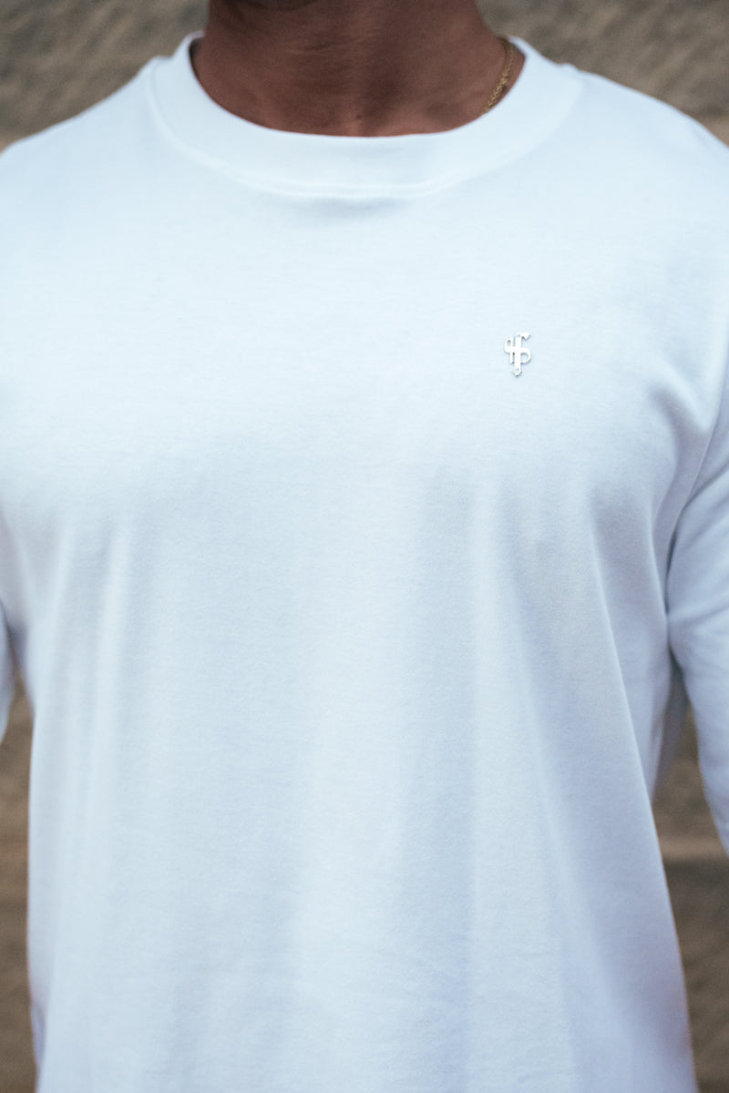 Father Sons Classic White / Silver Oversized Crew T Shirt - FSH1423