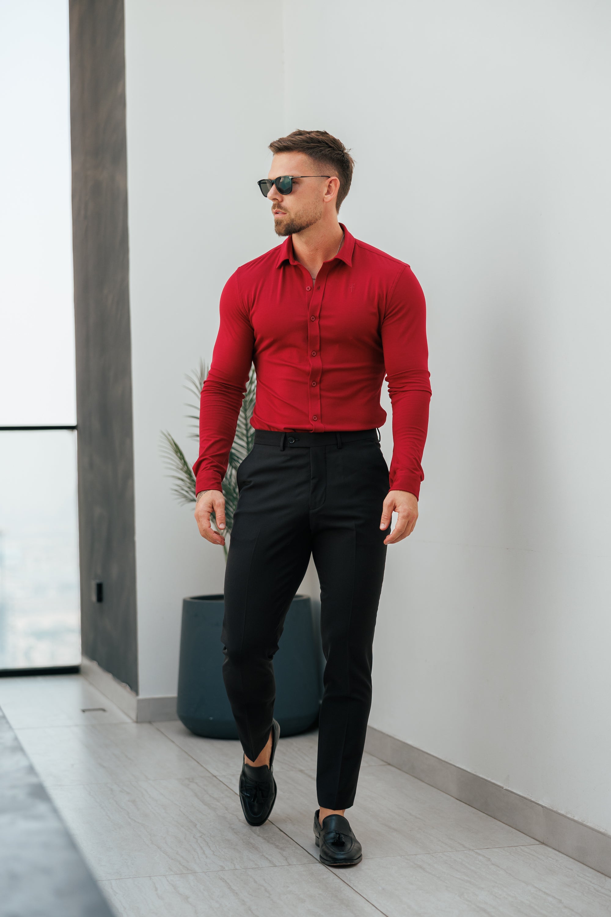 Fitted Ox Blood Long Sleeve Jersey - FSD002