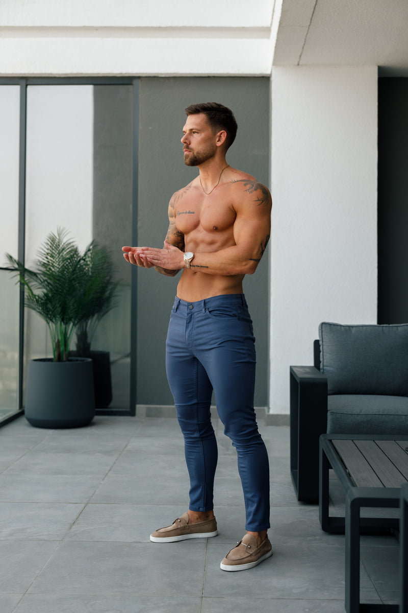 Father Sons Slim Stretch Light Navy Relaxed Sateen Pants - FSH1305