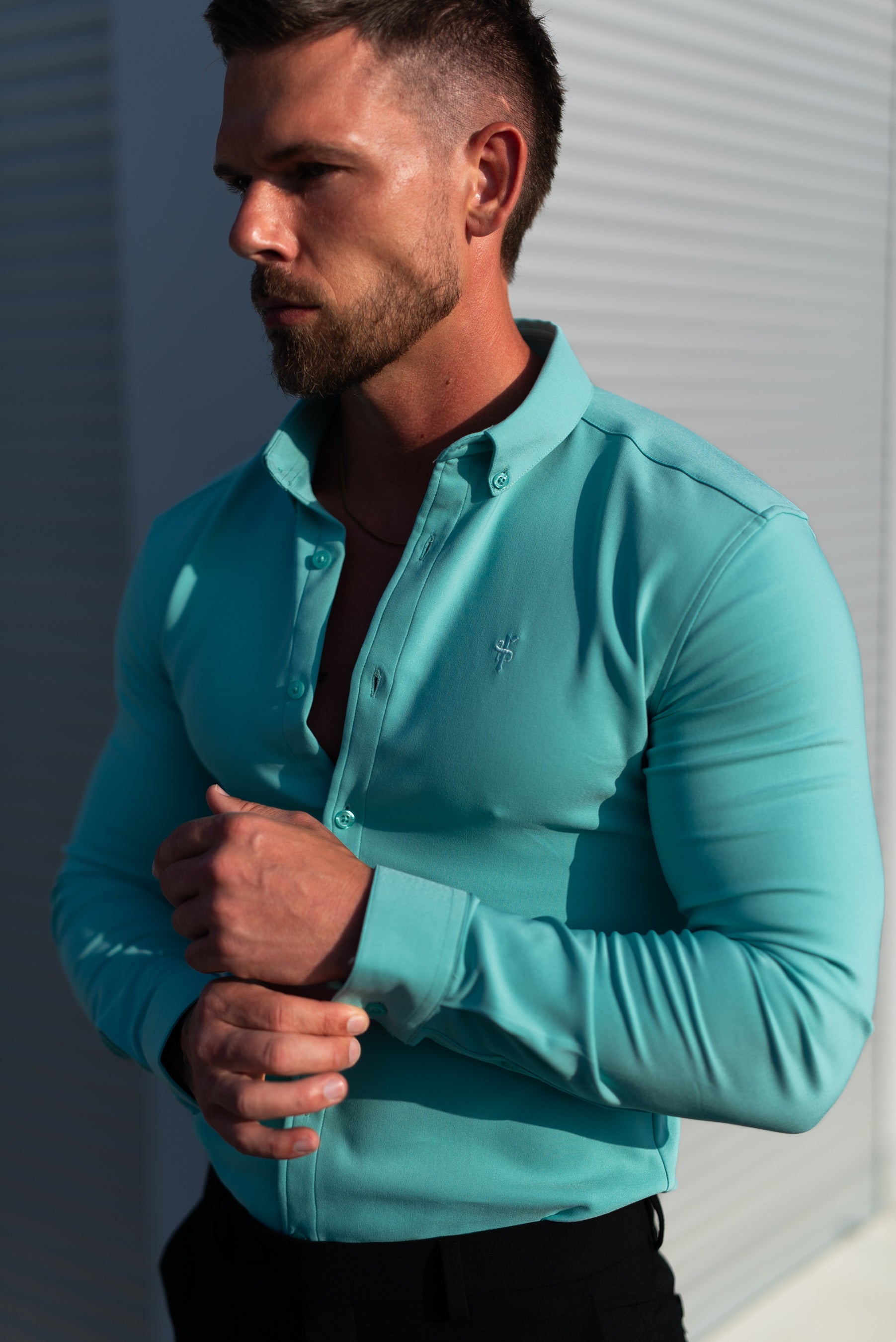 Super Slim LS New Mint Scuba with Button Down Collar - FS1116