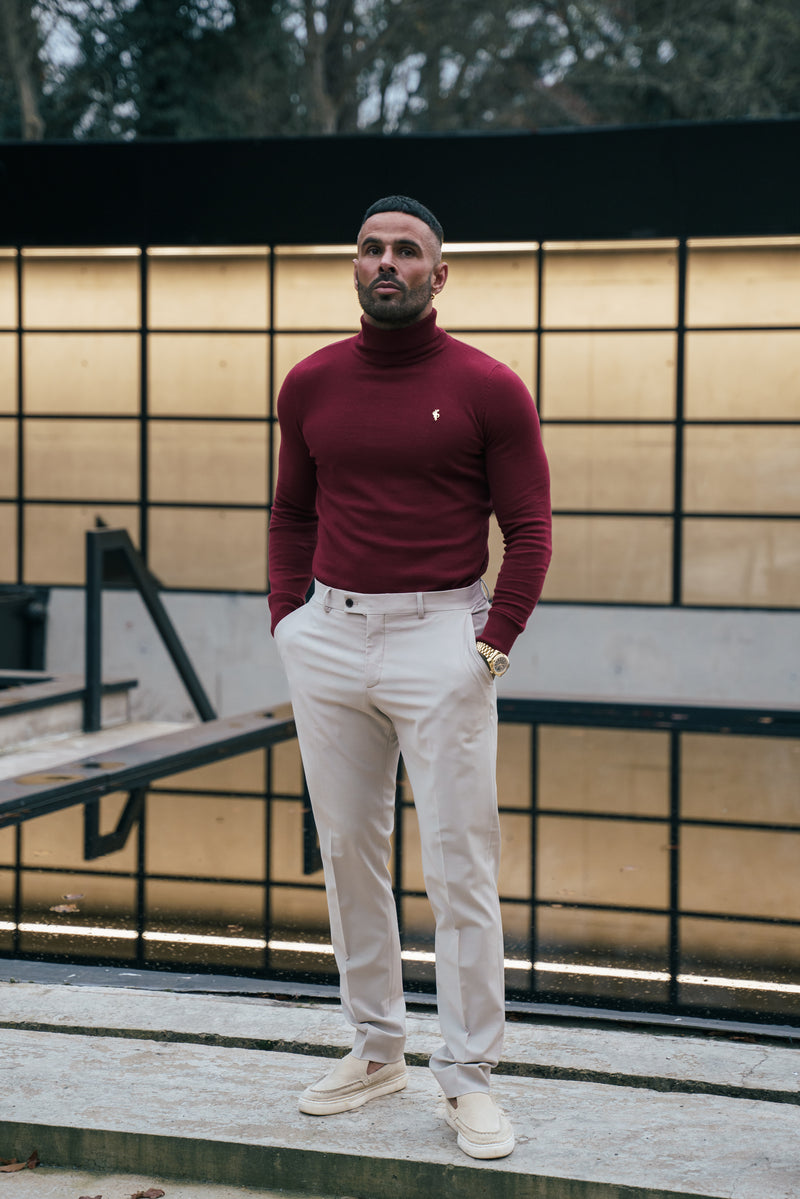 FS Brick Red Roll Neck Knitted Jumper With FS Branding -  FSN203