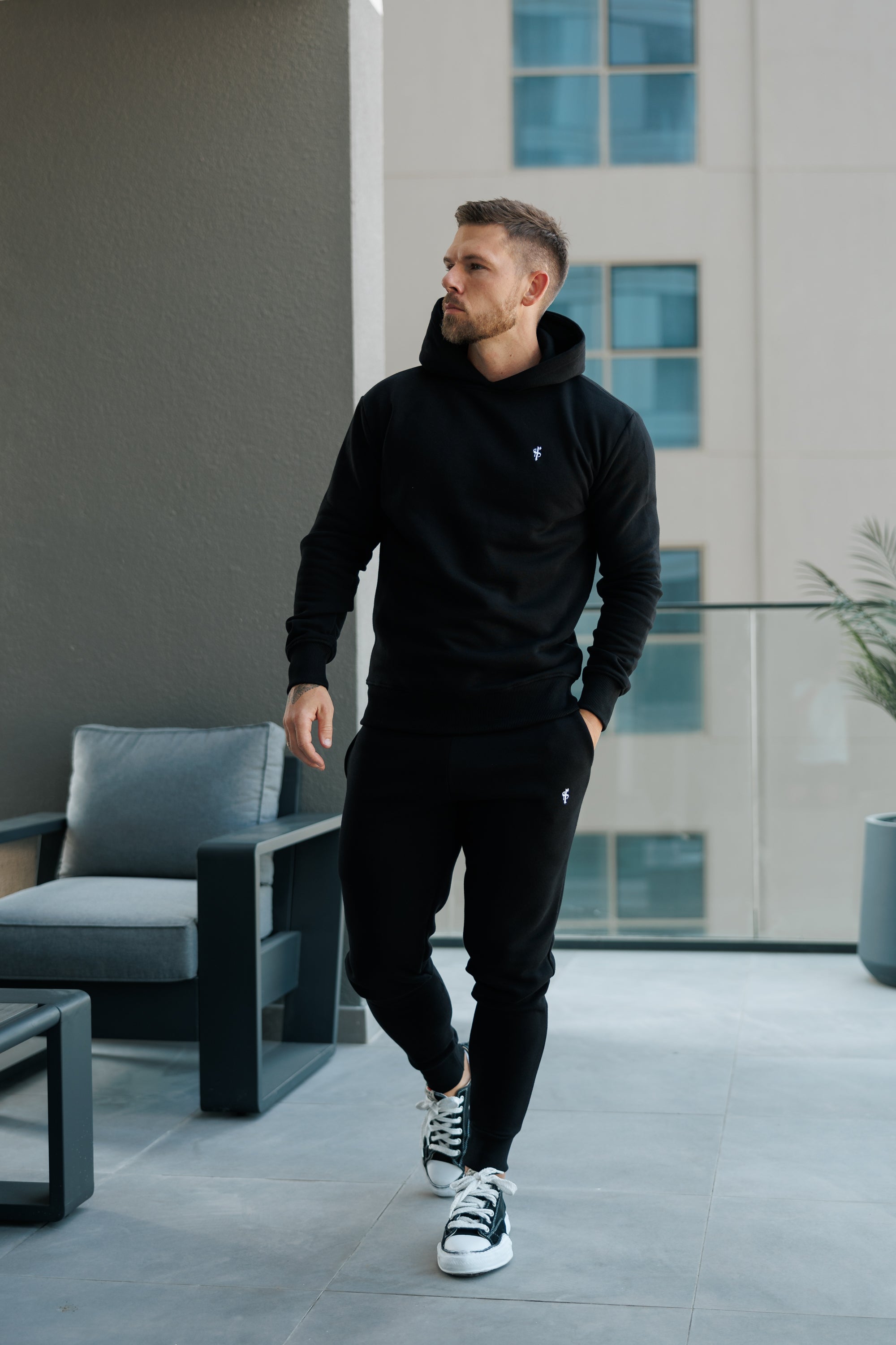 Plain Black Hoodie With FS Branding - FSH1189