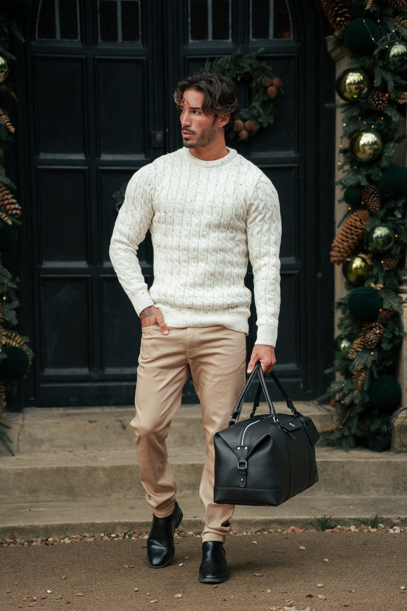 Father Sons Link Weave Knit Beige Fleck Crew Neck Jumper - FSJ128