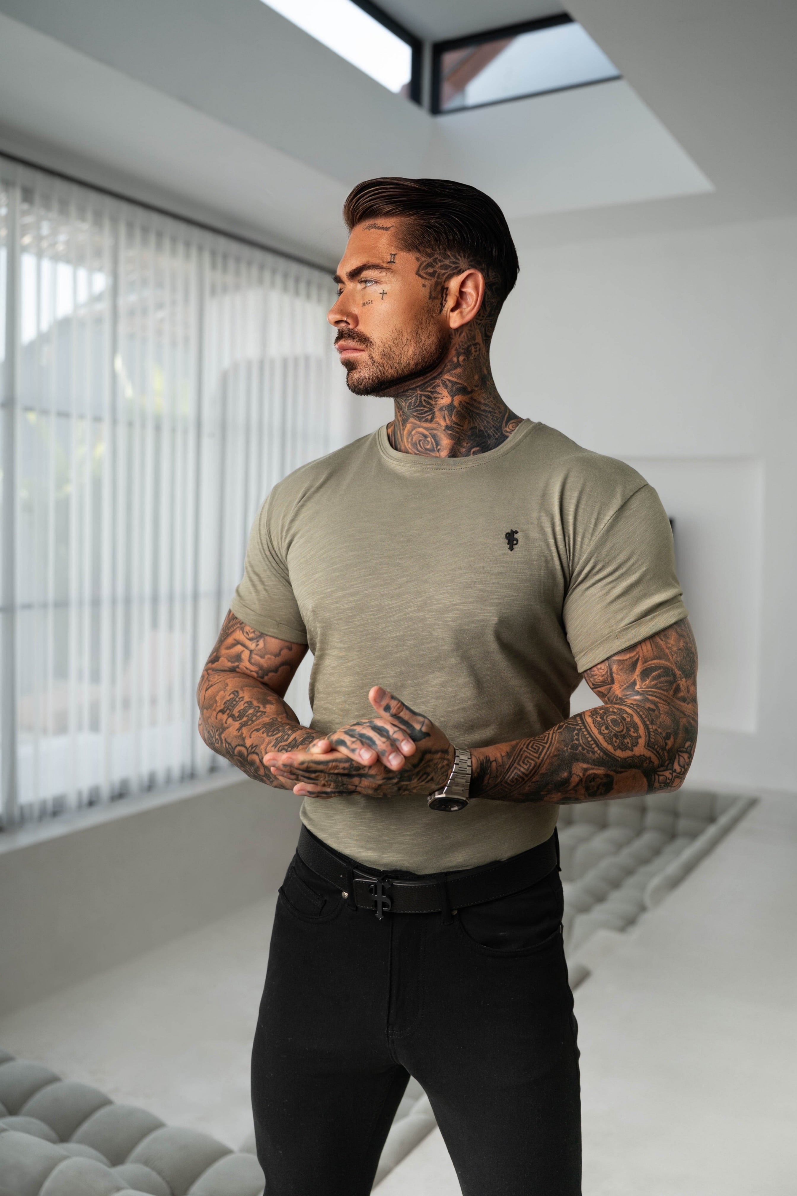 Olive Slub Crew T-Shirt - FSH1331