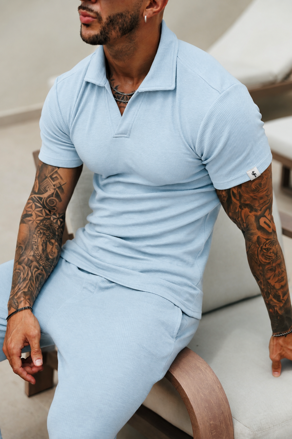 Beige Jersey Cord Revere Polo Short Sleeve - FSR150 Info