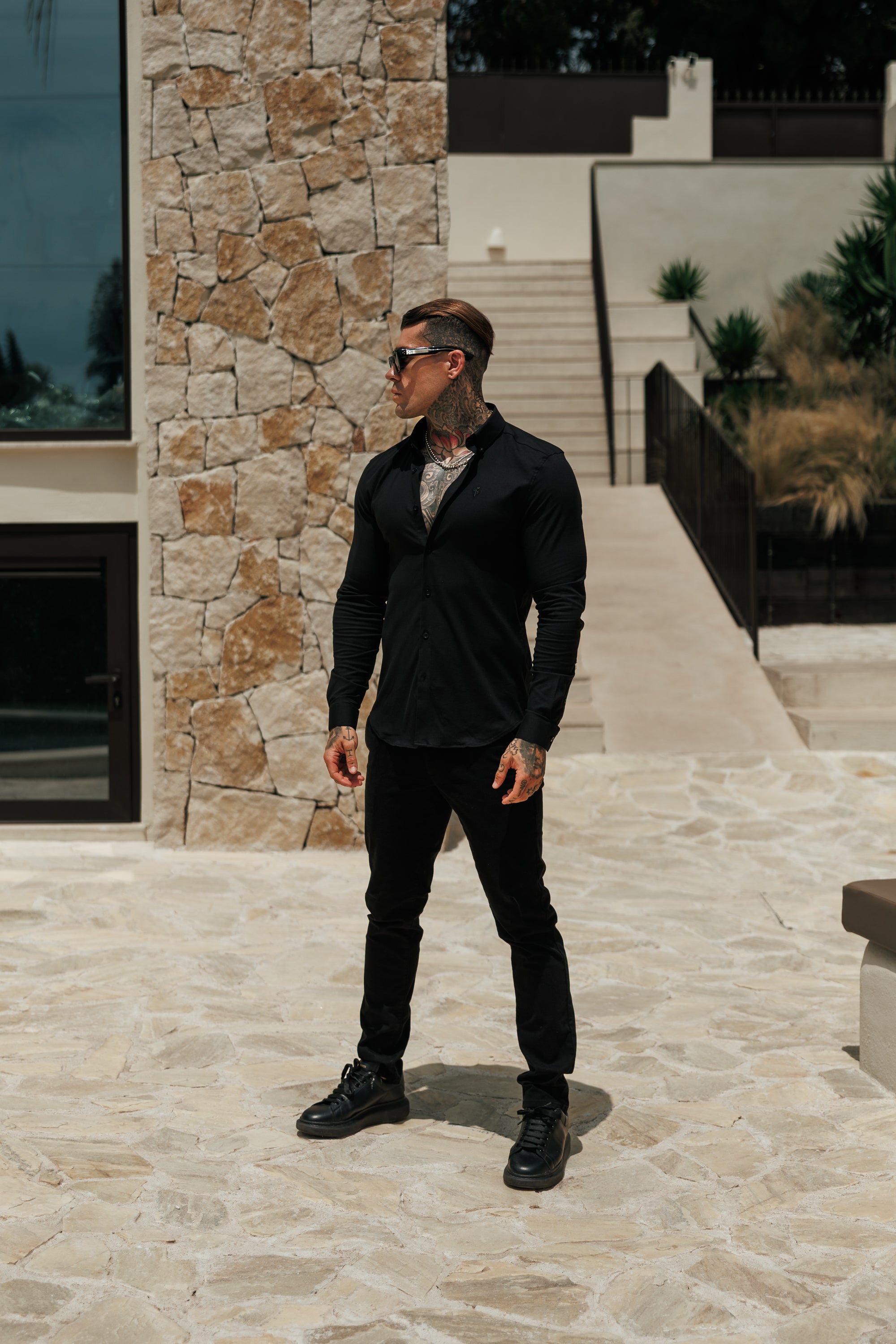 Classic Stretch Oxford Long Sleeve Black - FS1012