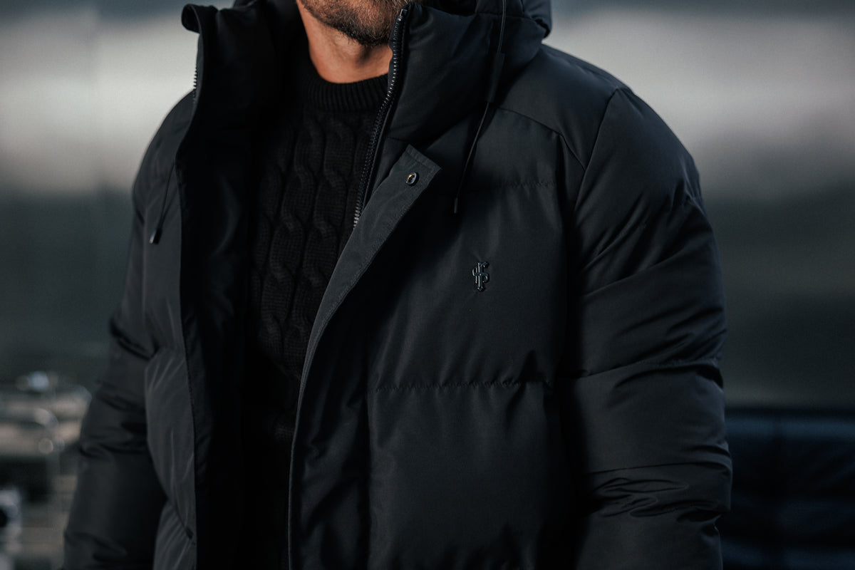 Black Padded Coat with Hood - FSN234