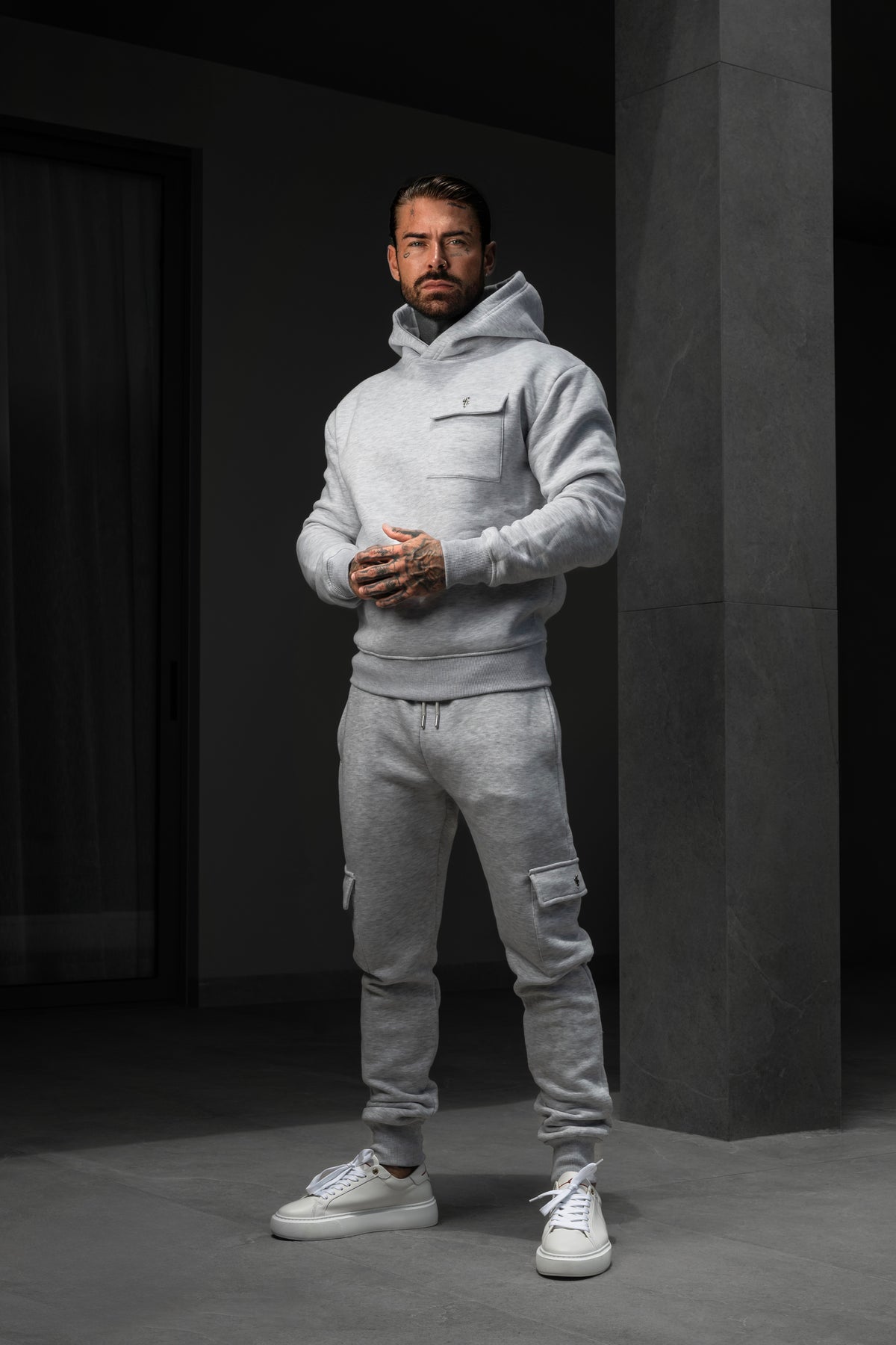 Grey Melange / Silver Cargo Hoodie - FSR032