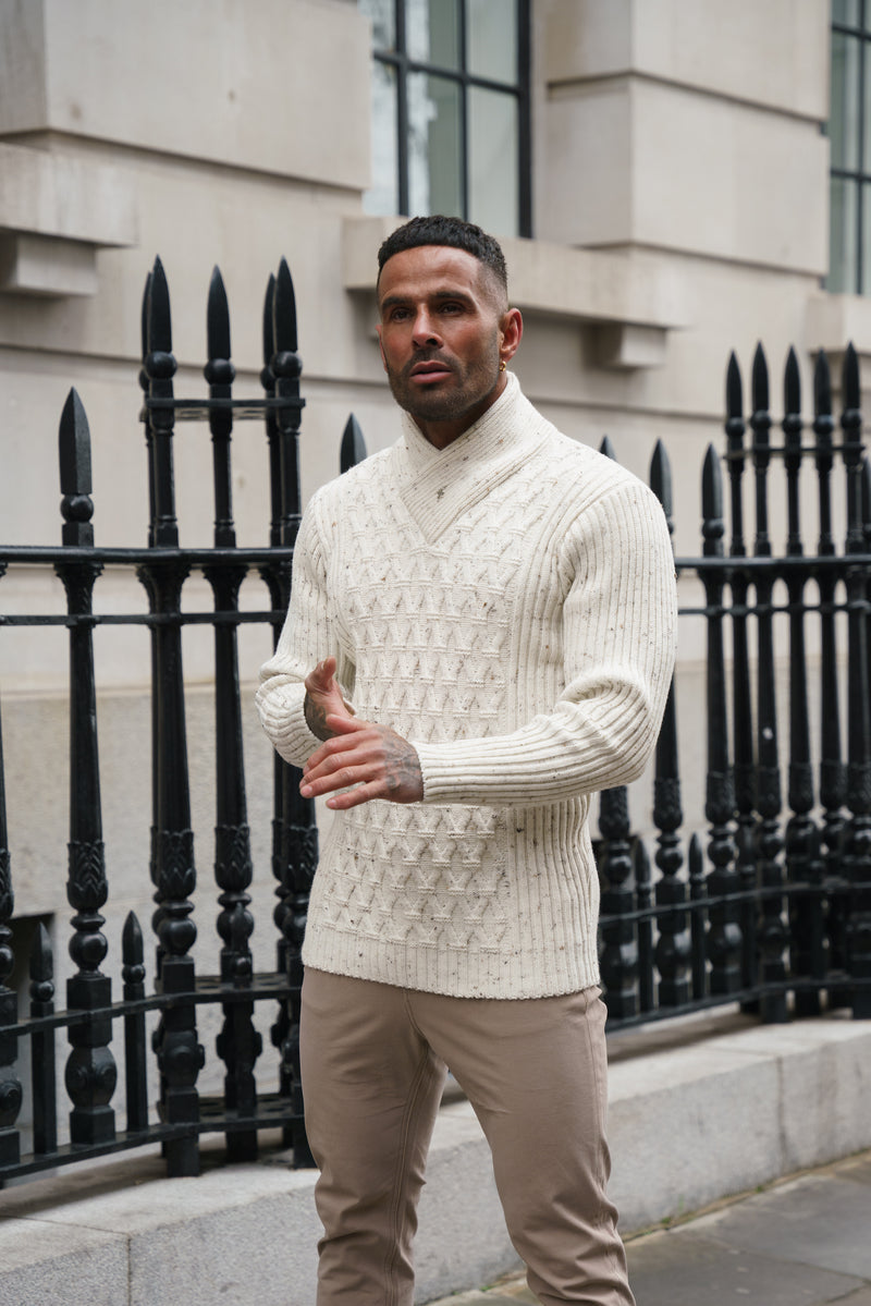 Father Sons Chunky Cable Knit Natural with Colour Fleck Sweater - FSJ067