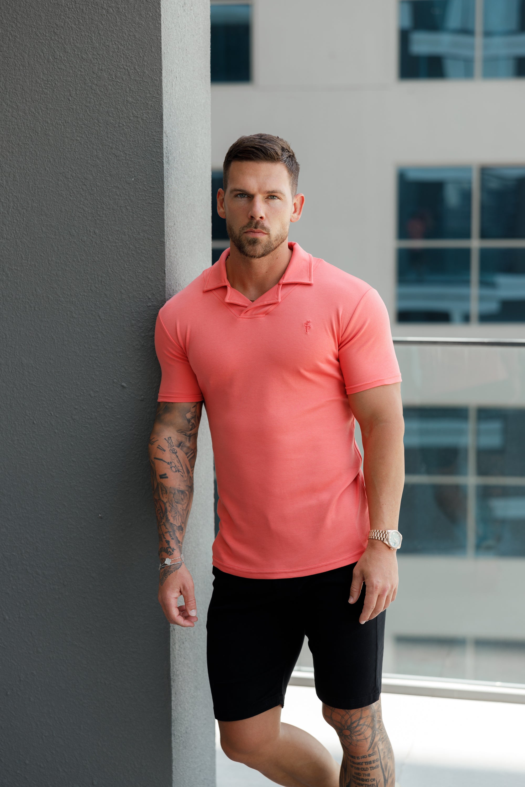 Classic Coral Polo Shirt With Revere Collar - FSH1066