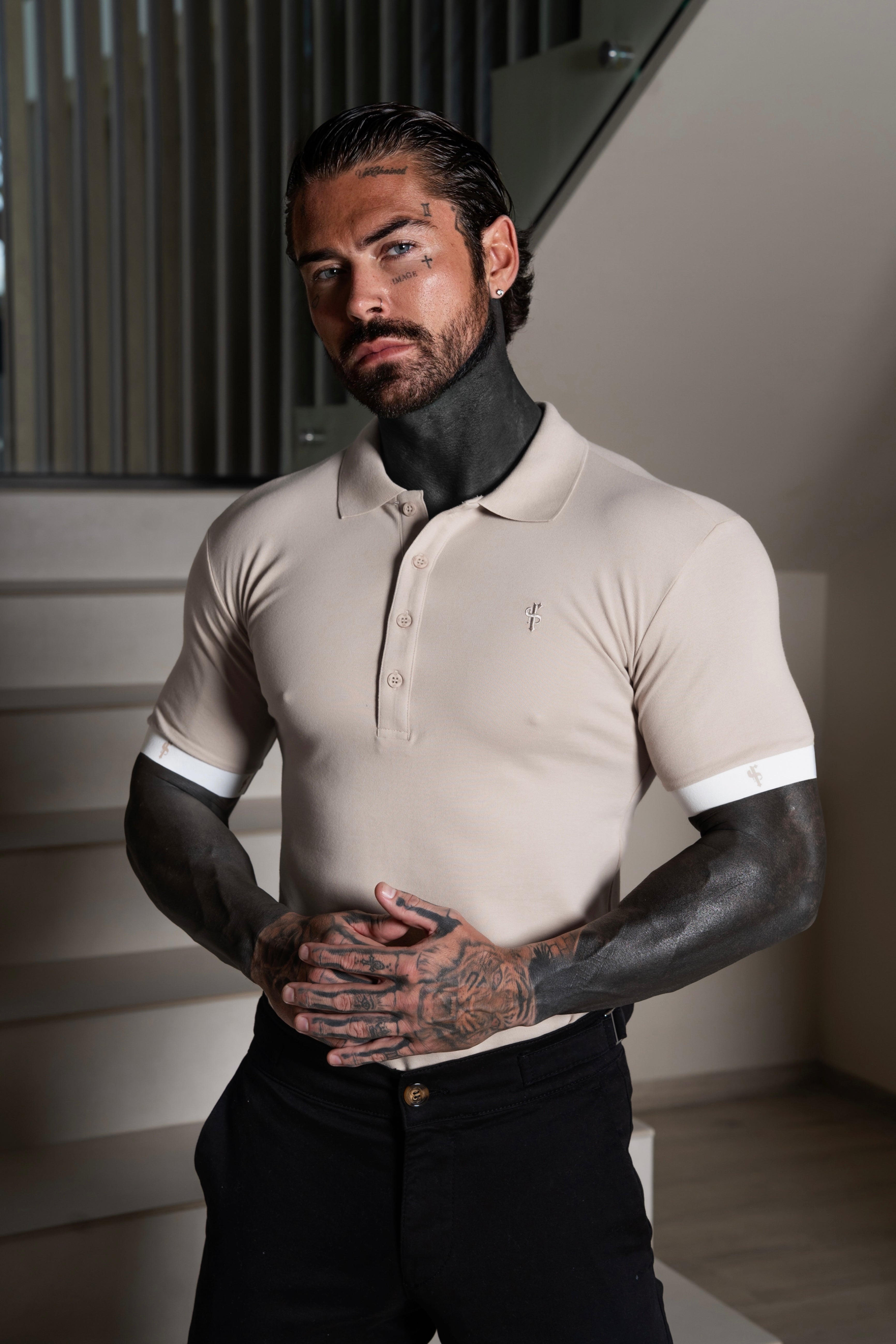 Beige Polo with FS Elastic Sleeve Branding - FSH1554