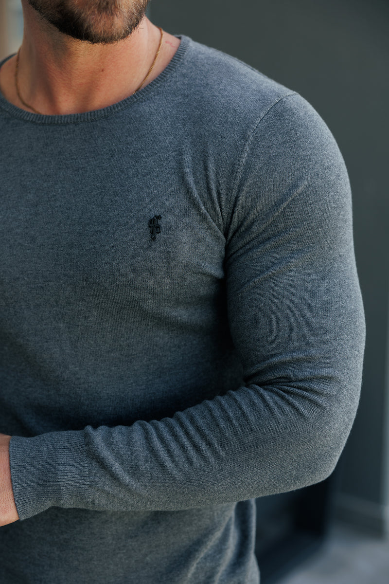 FS Charcoal Crew Neck Knitted Jumper With FS Branding -  FSN198