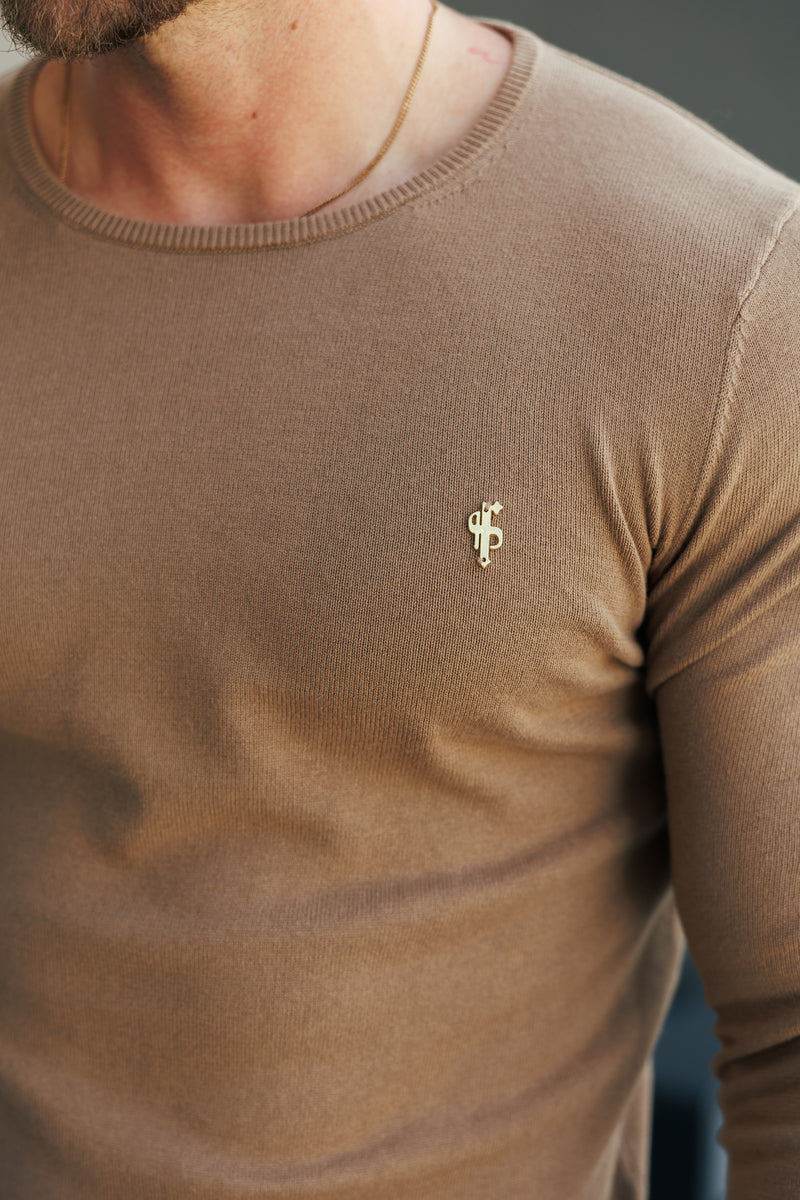 FS Camel Crew Neck Knitted Jumper With FS Branding -  FSN200