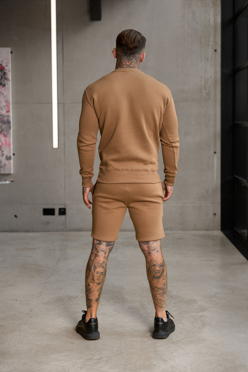 FS Plain Taupe Crew Sweater With FS Branding - FSH1185