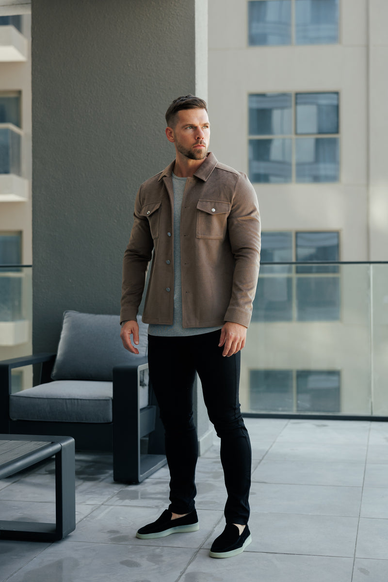 FS Brushed Button Up Plain Jacket Taupe - FSN184 (PRE ORDER 15TH DECEMBER) 