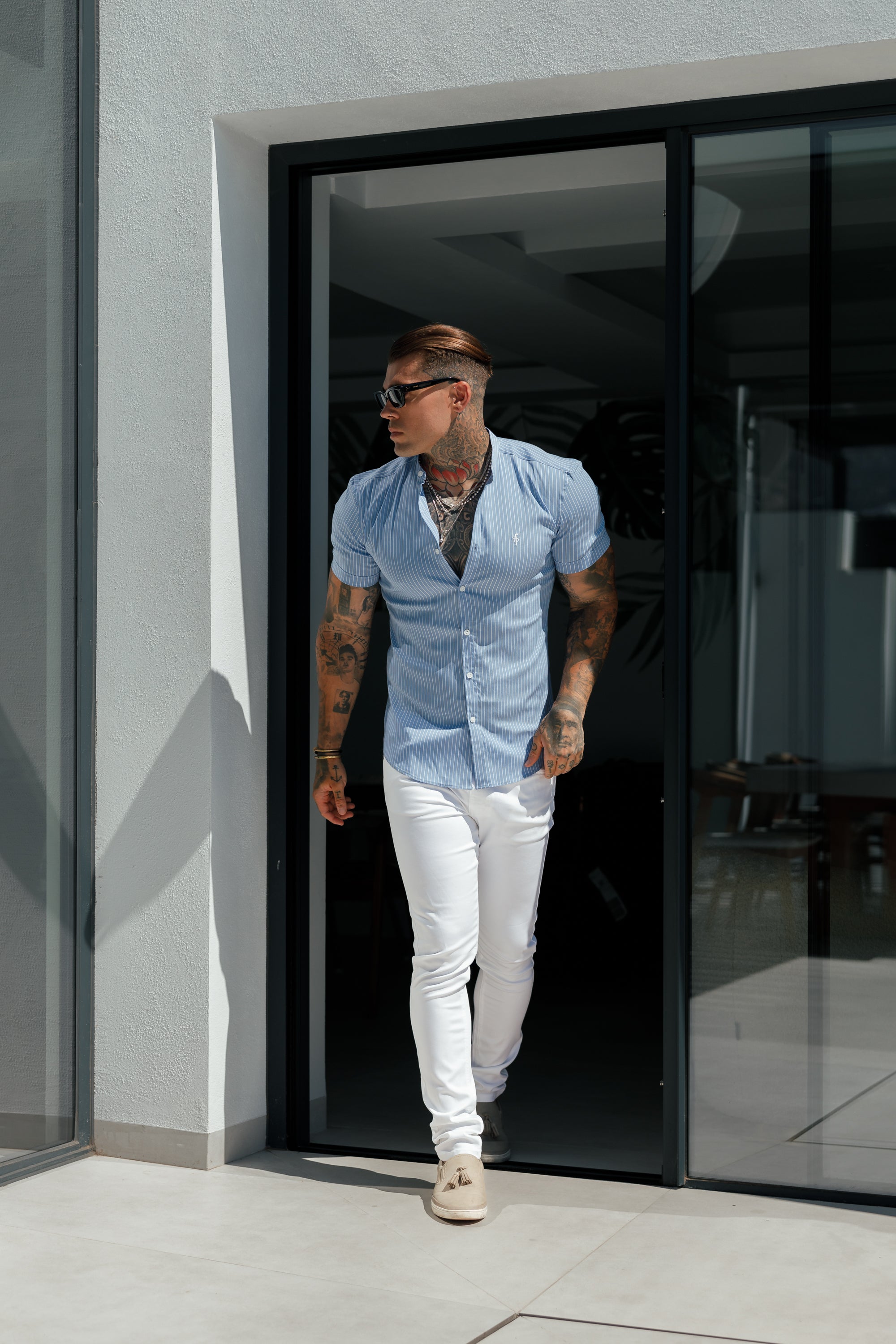 Father Sons Slim Stretch White Sateen Pants - FSH529
