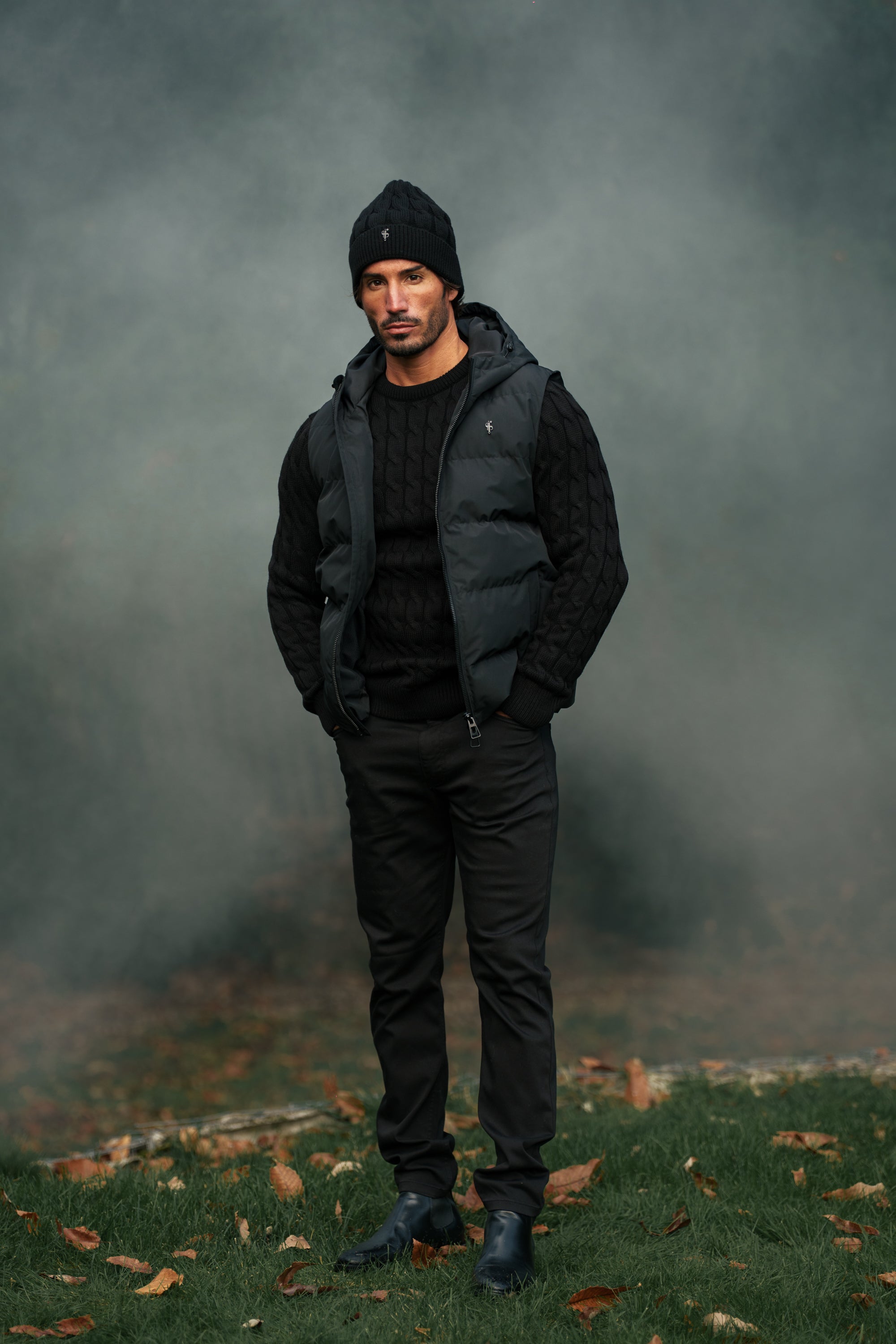 Black Padded Hooded Gilet - FSN235