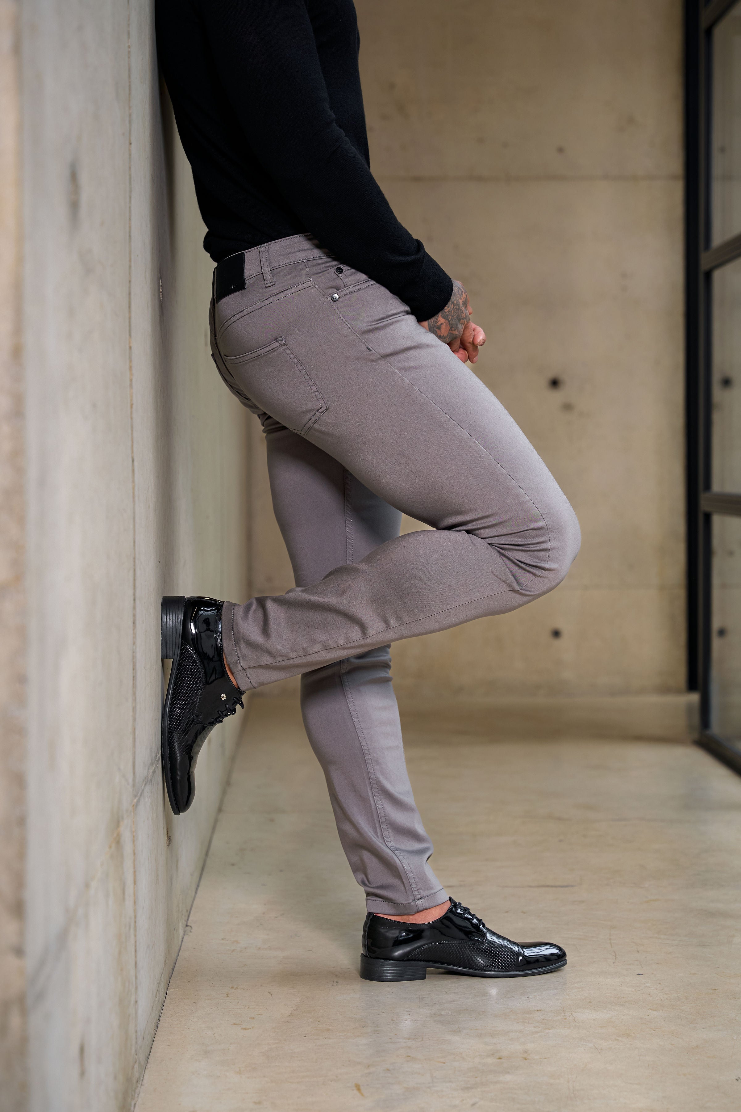 Father Sons Slim Stretch Slate Grey Relaxed Sateen Pants - FSH1306