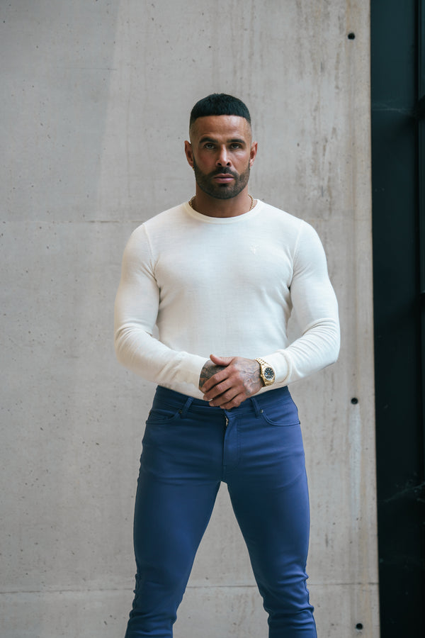 Father Sons Slim Stretch Light Navy Relaxed Sateen Pants - FSH1305