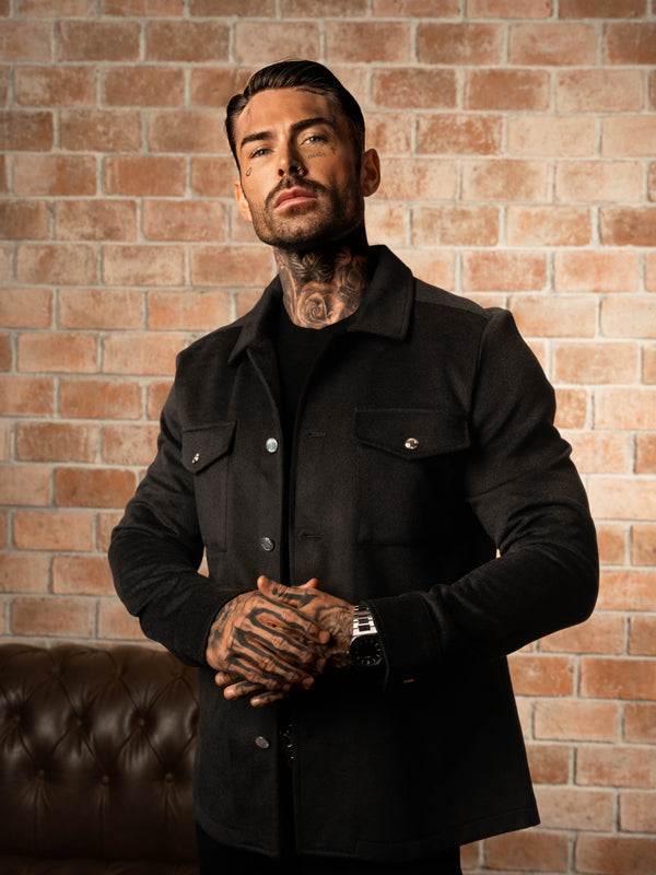 FS Brushed Button Up Plain Jacket Black - FSN182 (PRE ORDER 15TH DECEMBER) 