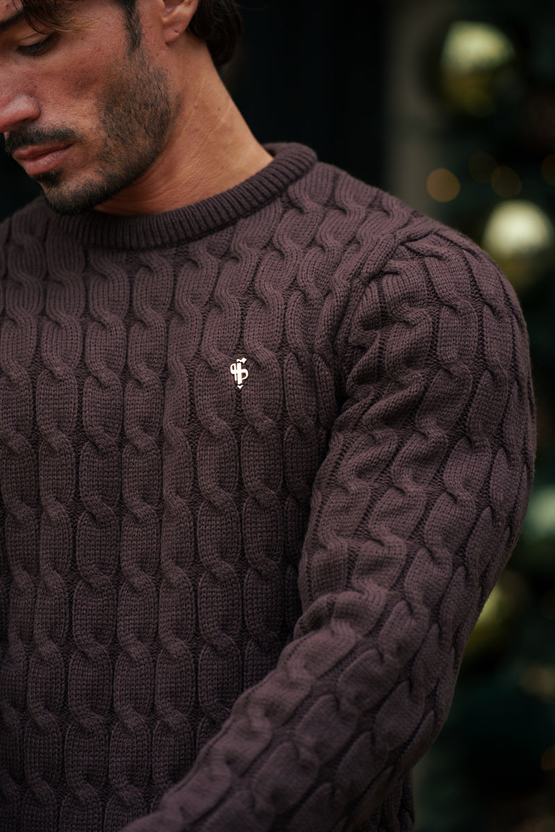 Father Sons Link Weave Knit Brown Crew Neck Jumper - FSJ141 (PRE ORDER 13TH DECEMBER)