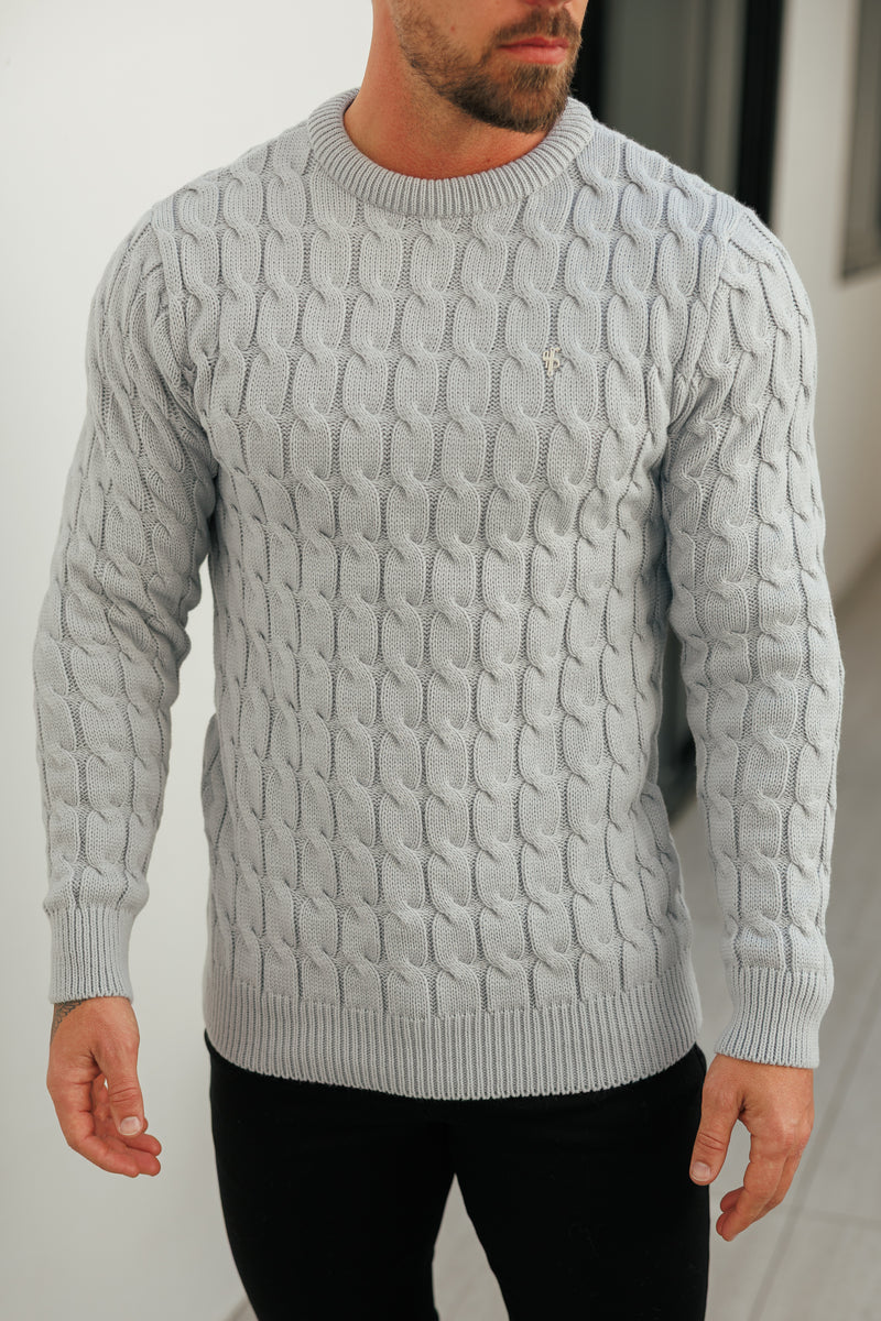 Father Sons Link Weave Knit Cop Grey Crew Neck Jumper - FSJ129