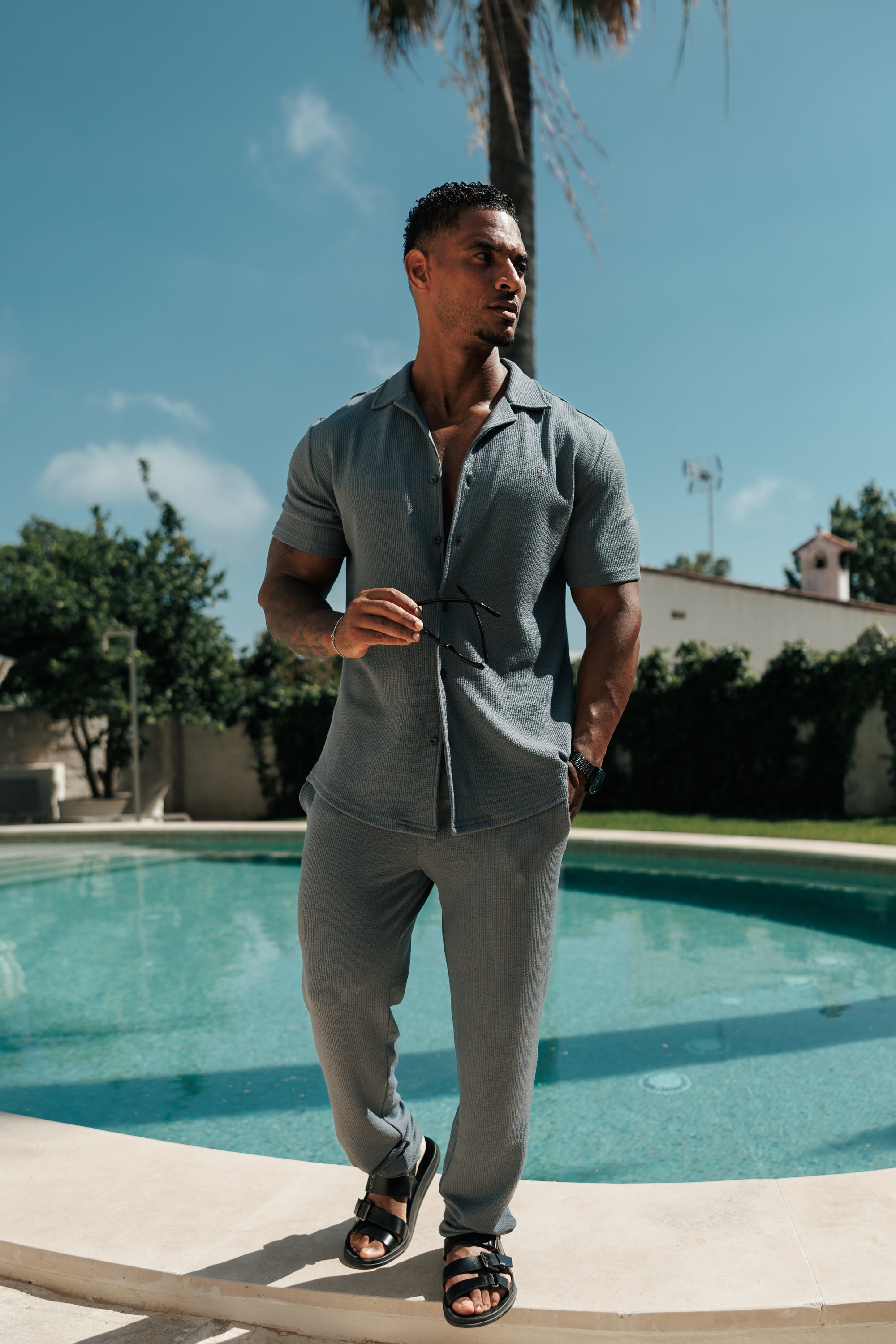 Jersey Cord Slim Gunmetal Trousers - FSR092 (PRE ORDER 15TH JUNE)