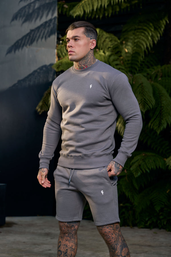 FS Plain Charcoal Crew Sweater With FS Branding - FSH1187