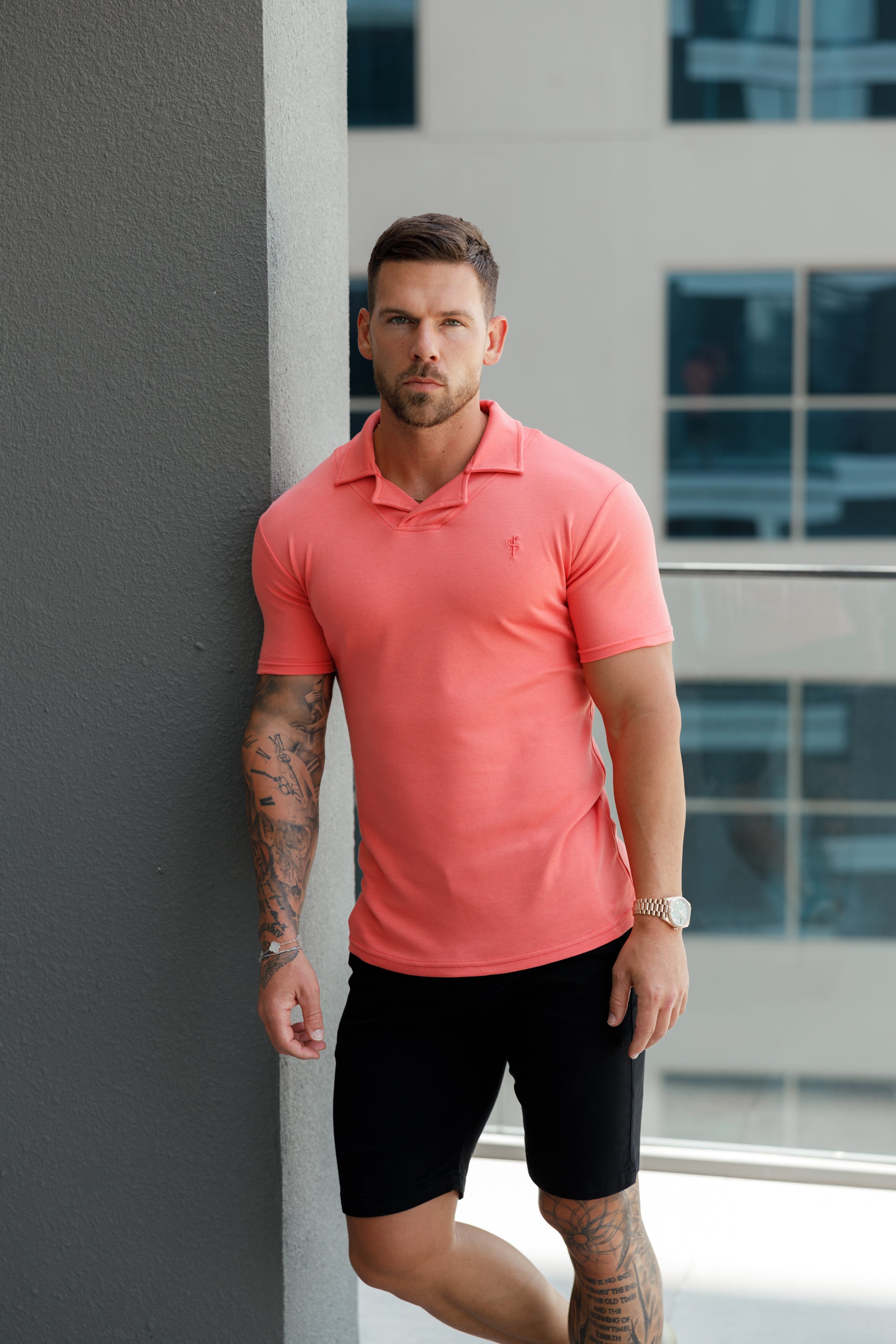 Classic Coral Polo Shirt With Revere Collar - FSH1066