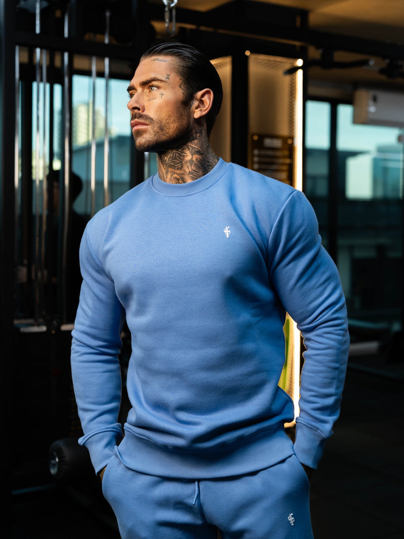 FS Plain Blue Crew Sweater With FS Branding - FSH1188