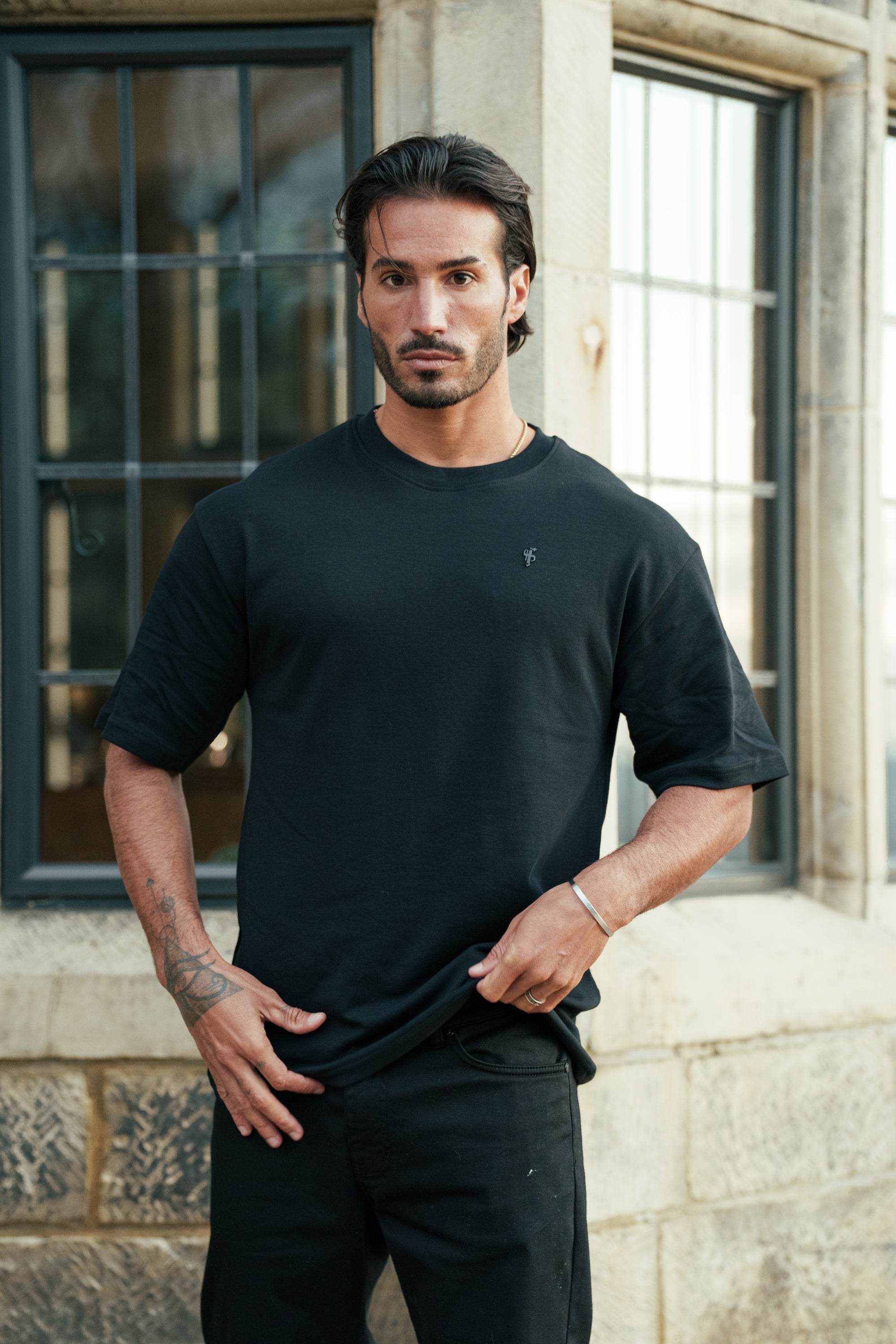 Black / Black Oversized Crew T Shirt - FSH1418