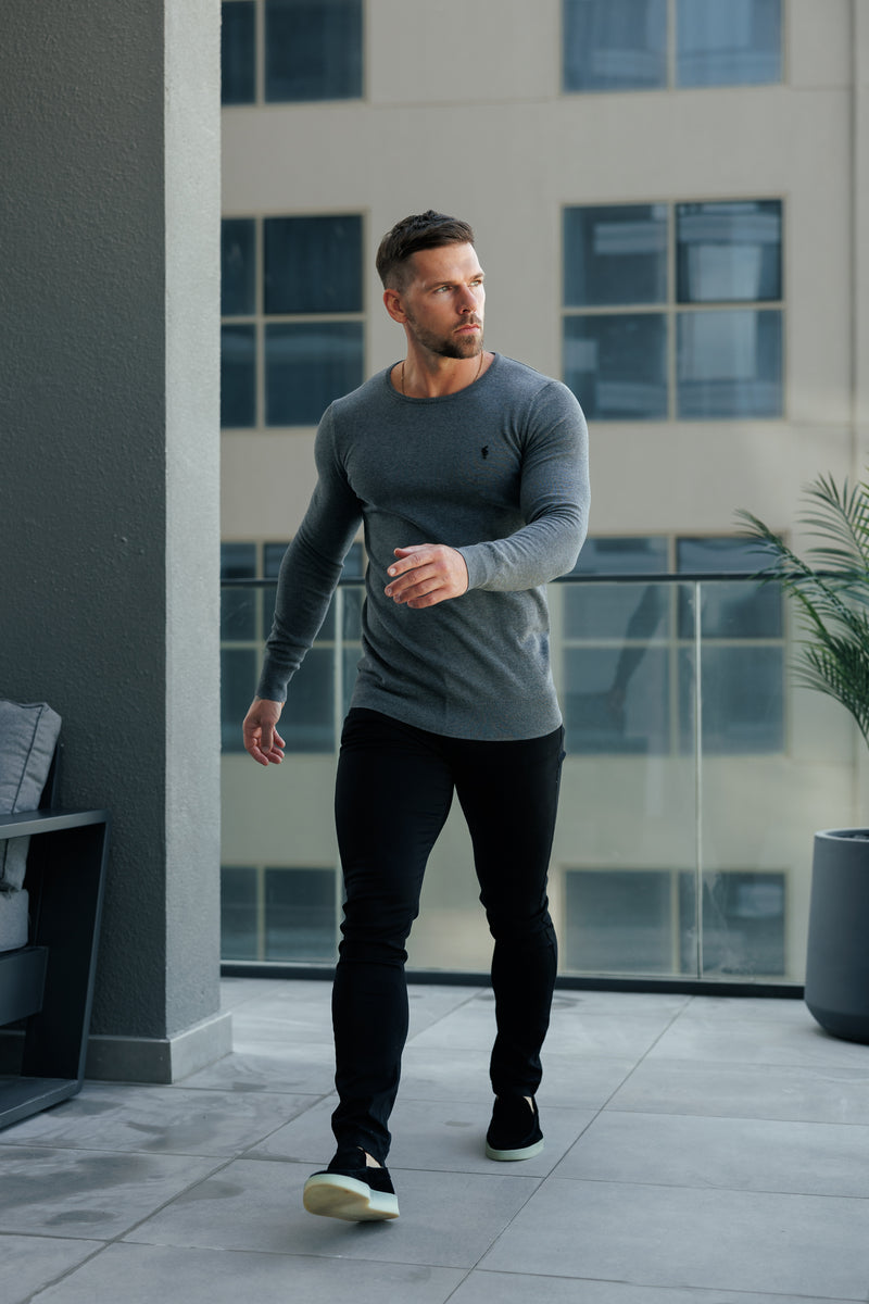 FS Charcoal Crew Neck Knitted Jumper With FS Branding -  FSN198