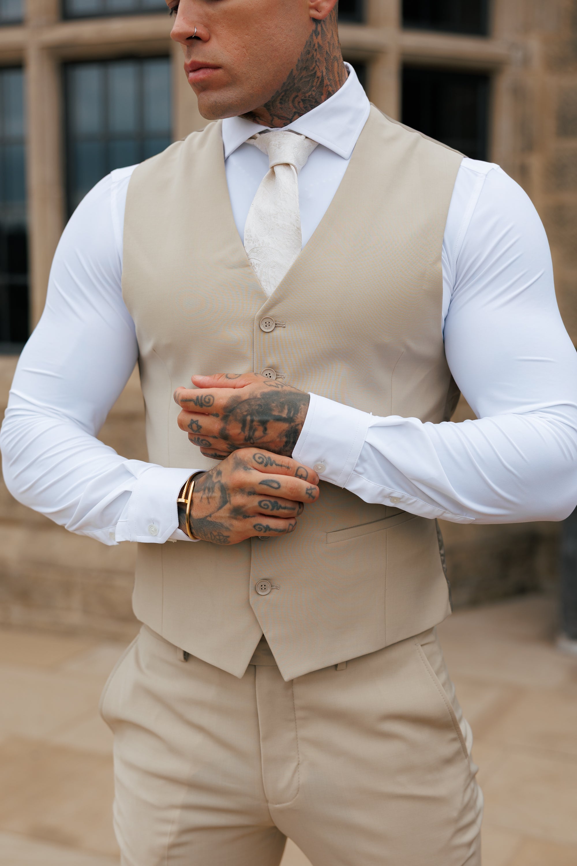 Slim Formal Waistcoat Beige - FSW011