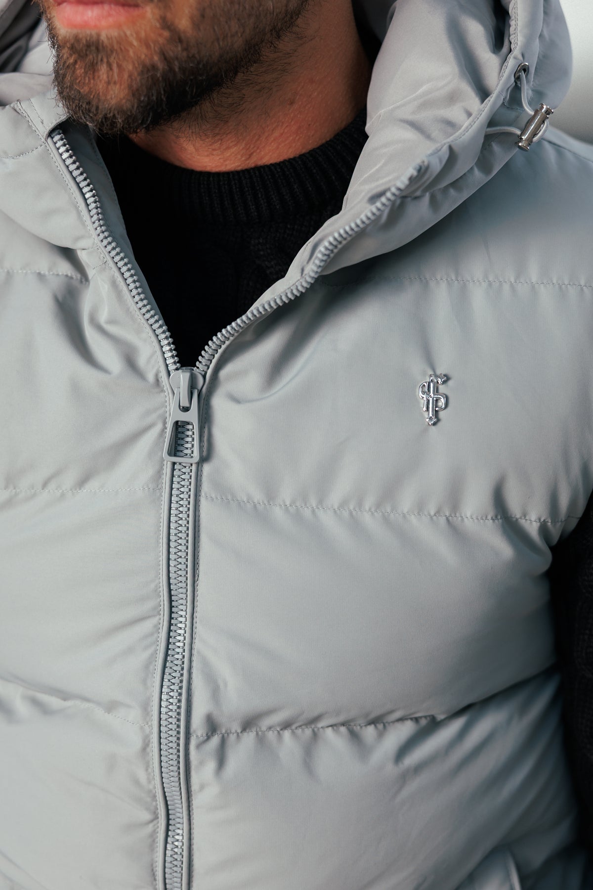 Mid Grey Padded Hooded Gilet - FSN244