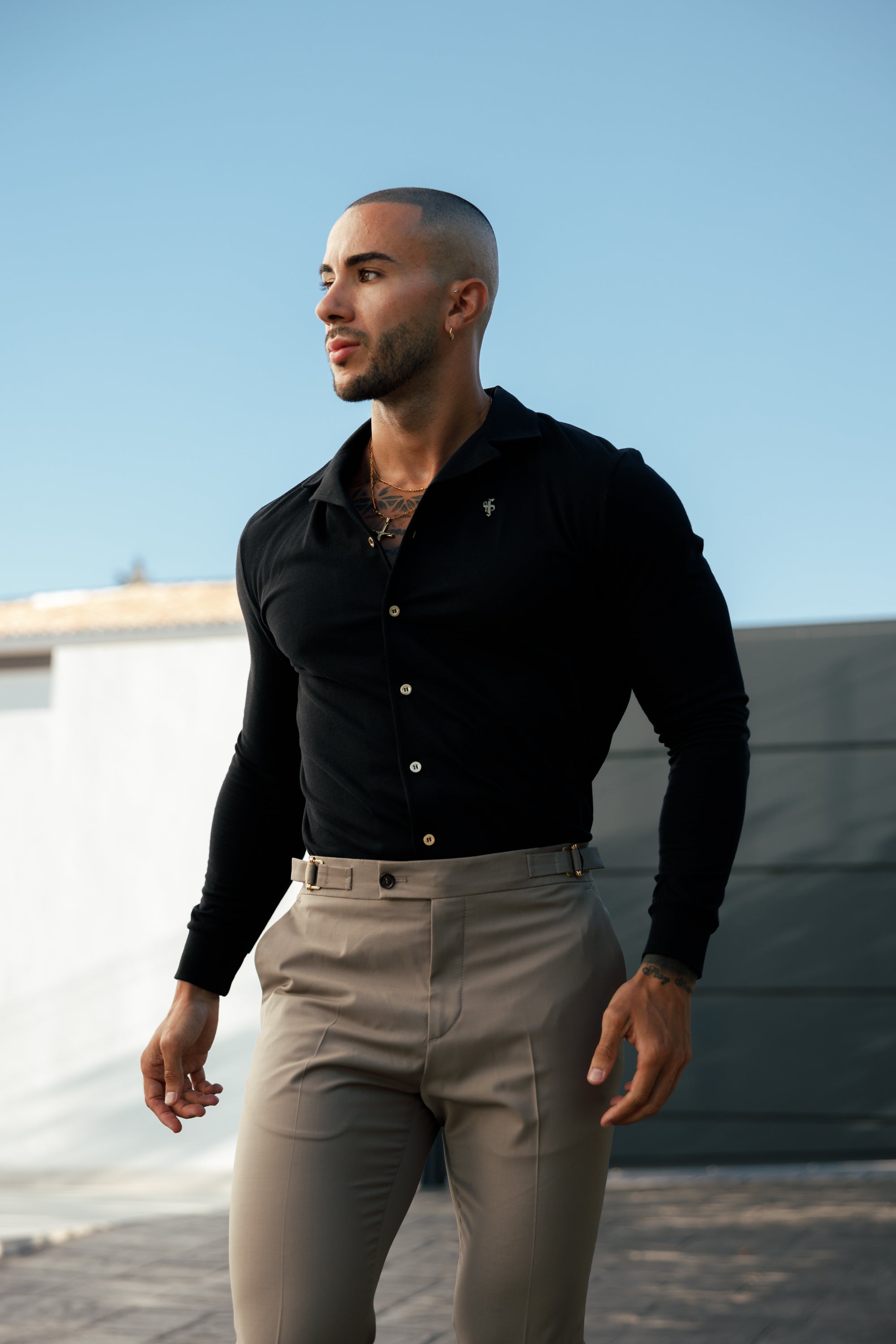 Father Sons Slim Formal Tabaco Stretch Pants with Side Adjusters - FST023 