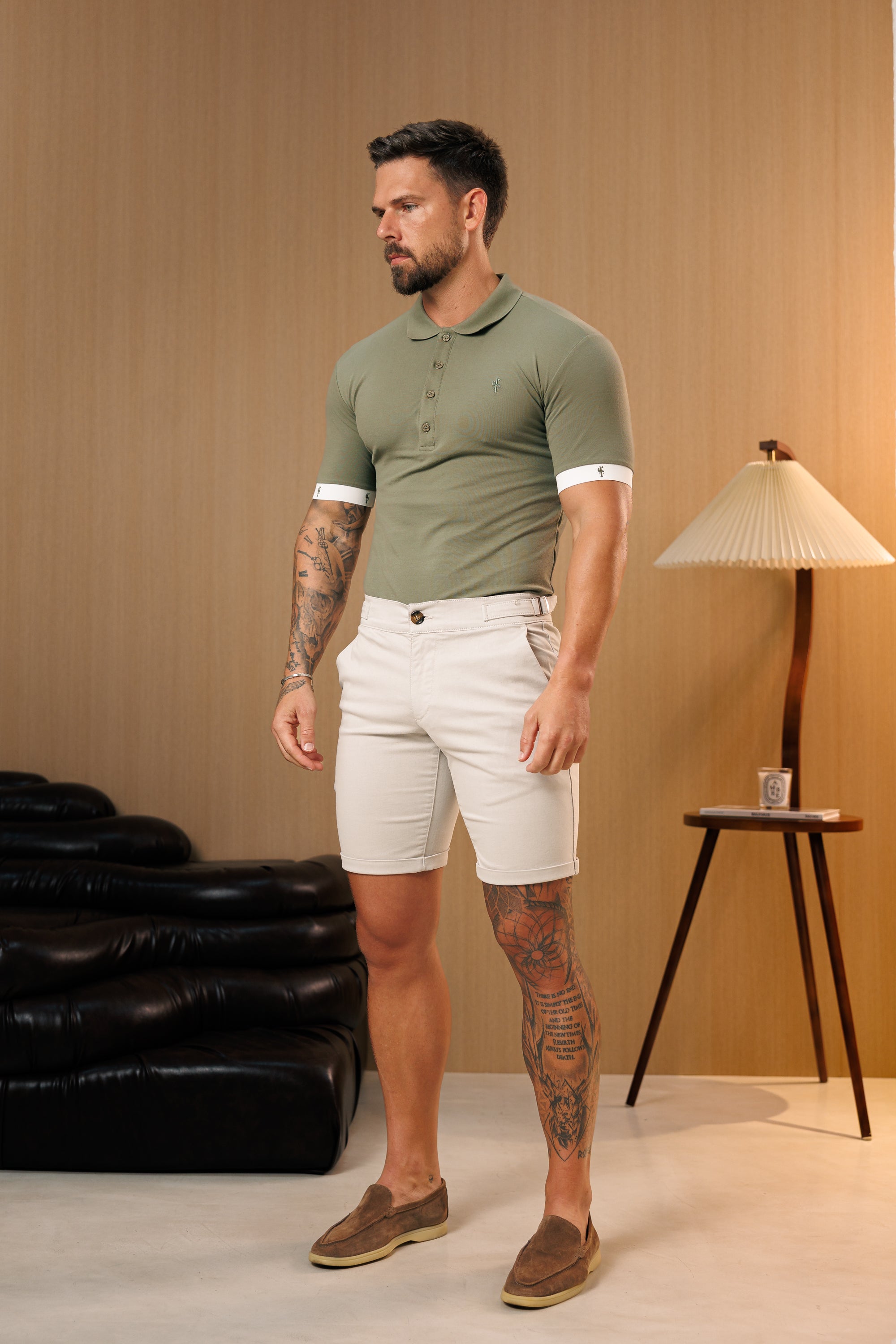 Light Grey Chino Shorts With Side Adjusters - FSH1661 (PRE ORDER 10TH SEPTEMBER)