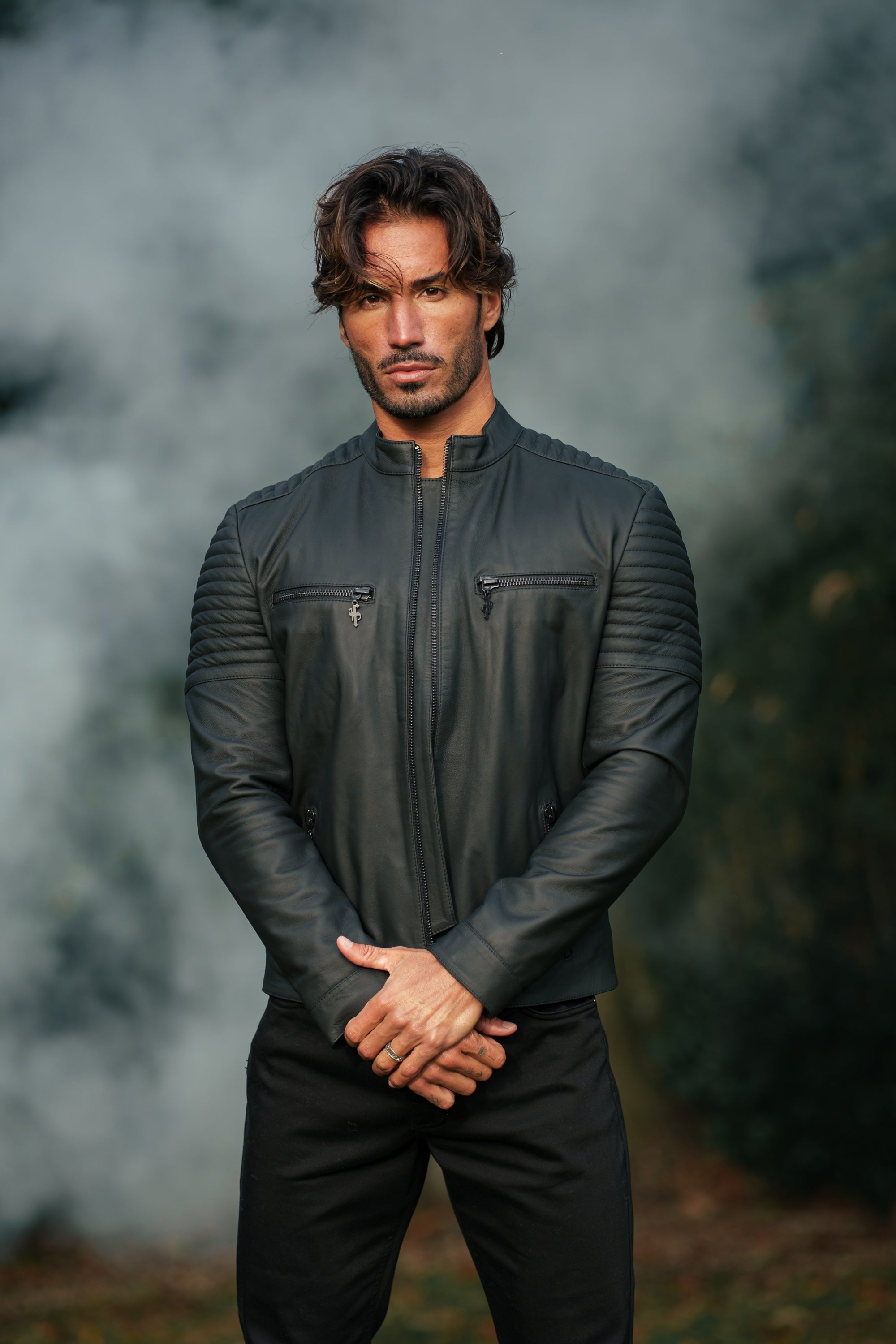 Black Bomber Leather Jacket - FSH1436