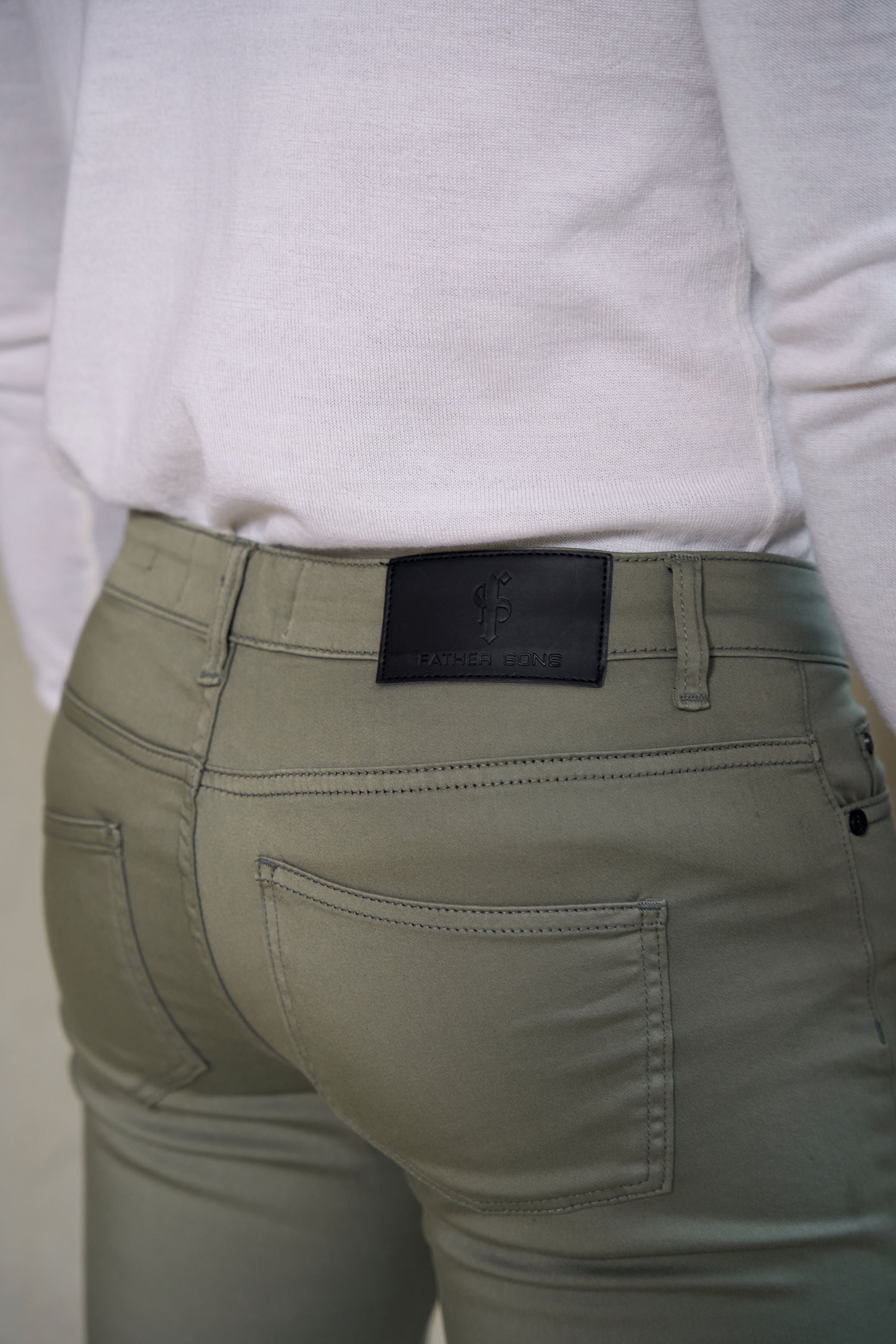 Father Sons Slim Stretch Olive Relaxed Sateen Pants - FSH1304